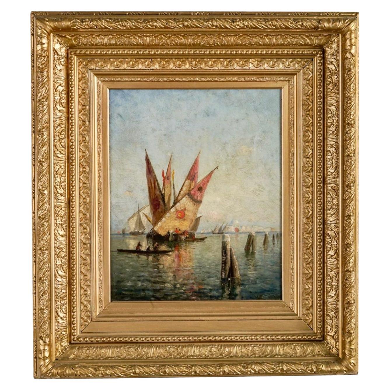 "Barche nel porto, Venezia" dell'artista americano D. Eldred