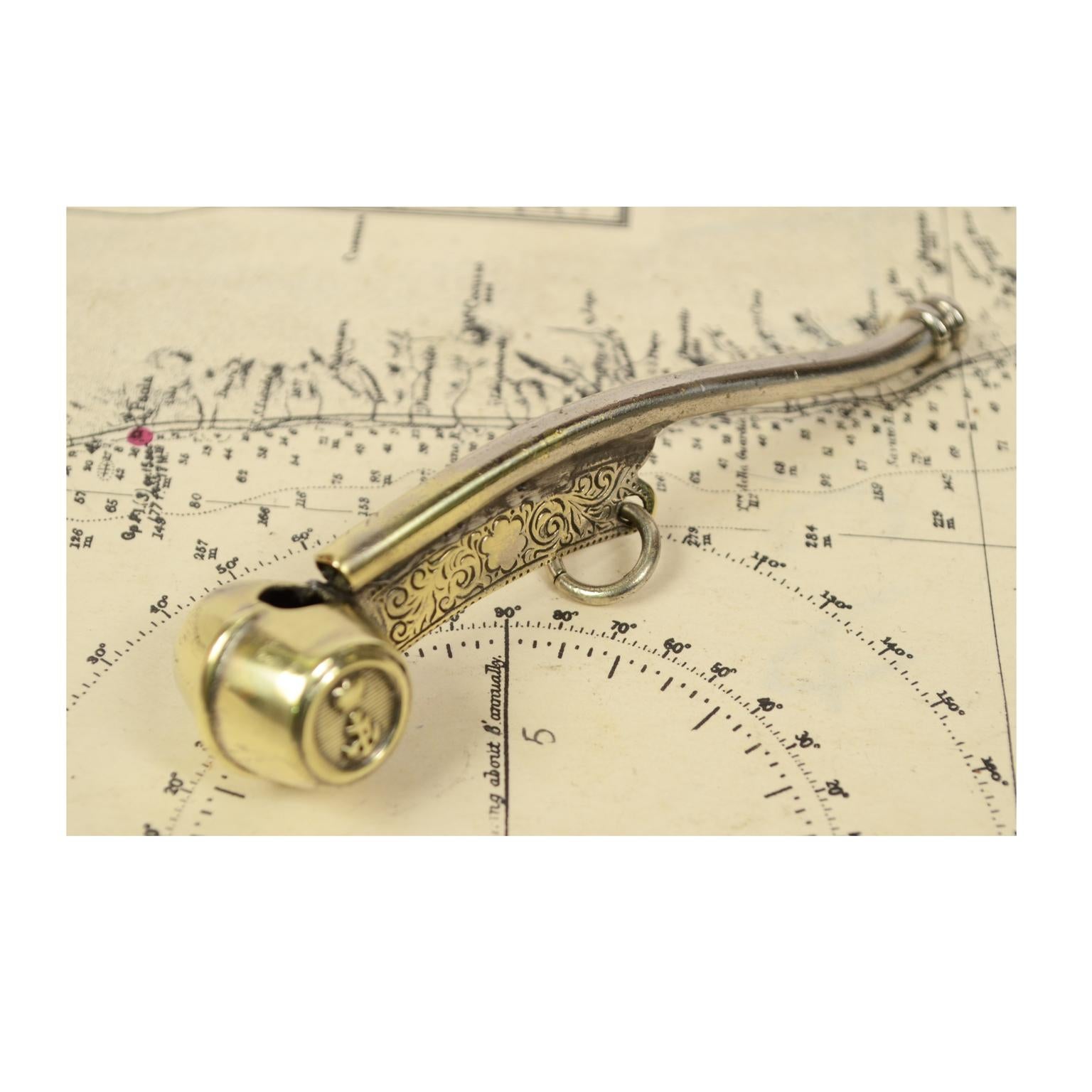 20th Century Boatswain Whistle of Chromed Brass, English Manufacture, Early 1900s