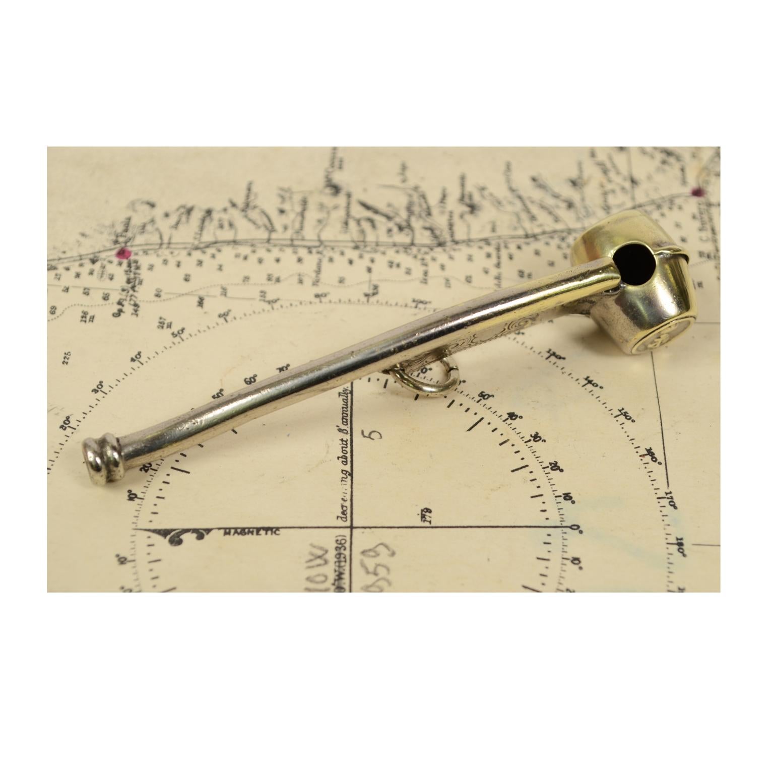 Boatswain Whistle of Chromed Brass, English Manufacture, Early 1900s 1