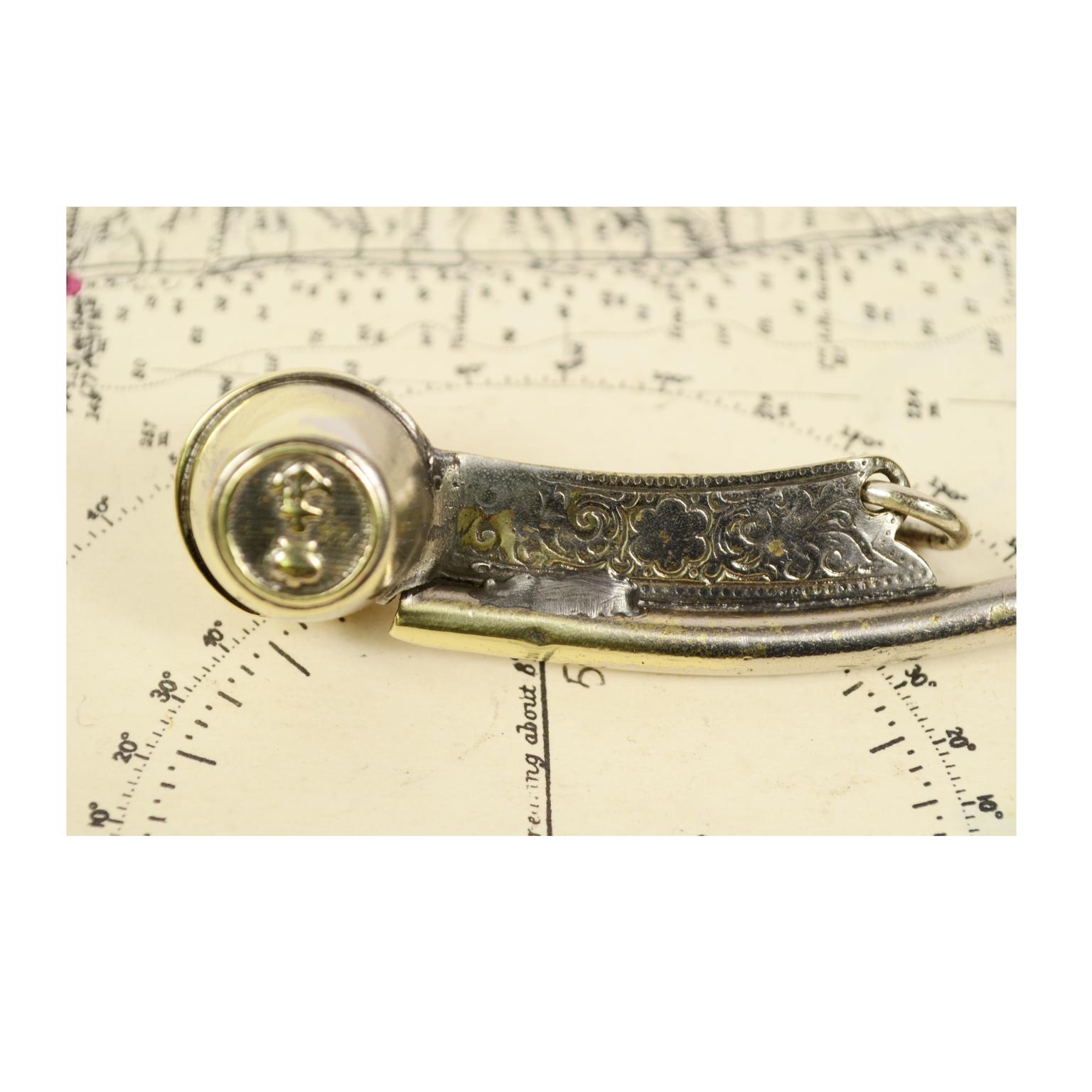 Boatswain Whistle of Chromed Brass, English Manufacture, Early 1900s 2