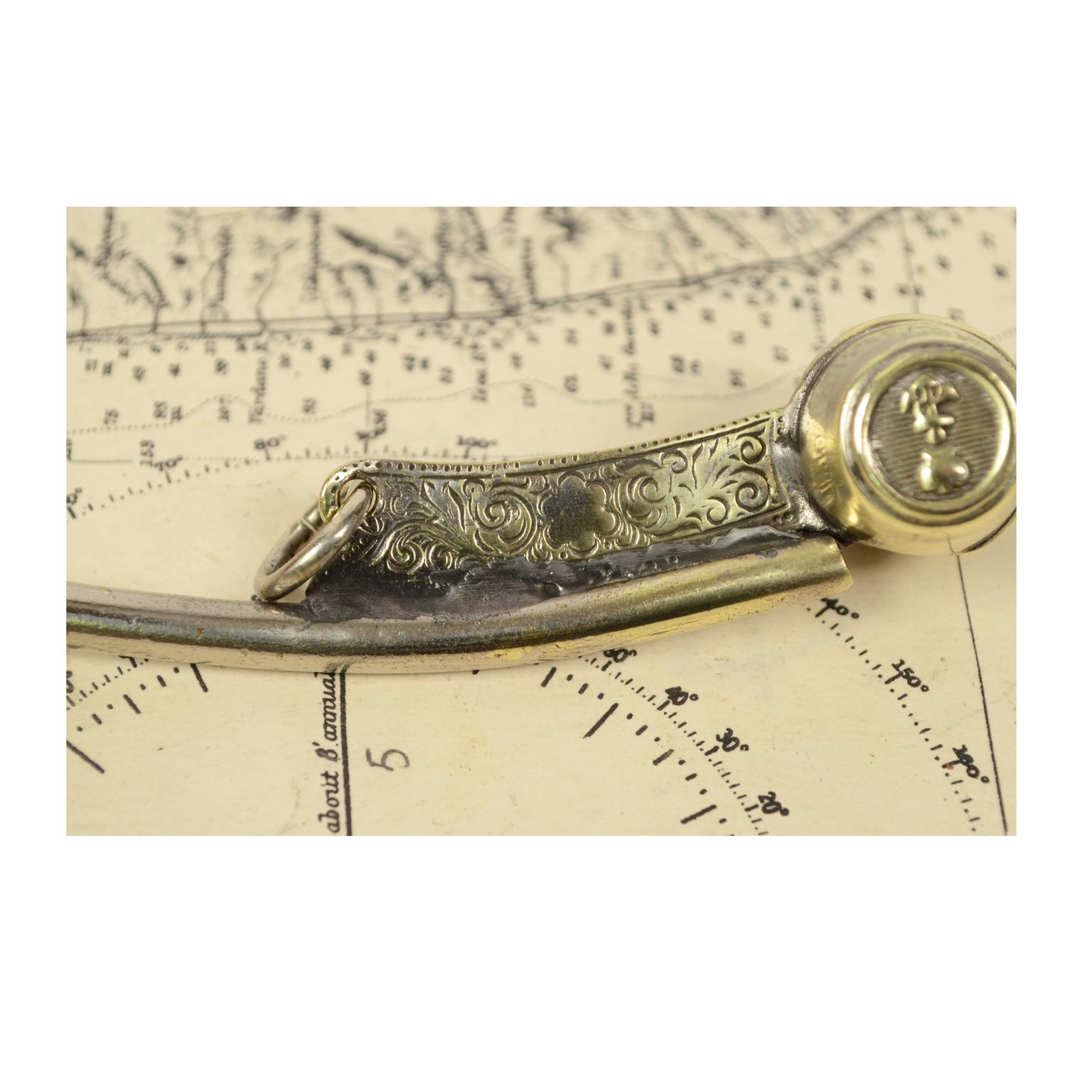 Boatswain Whistle of Chromed Brass, English Manufacture, Early 1900s 3