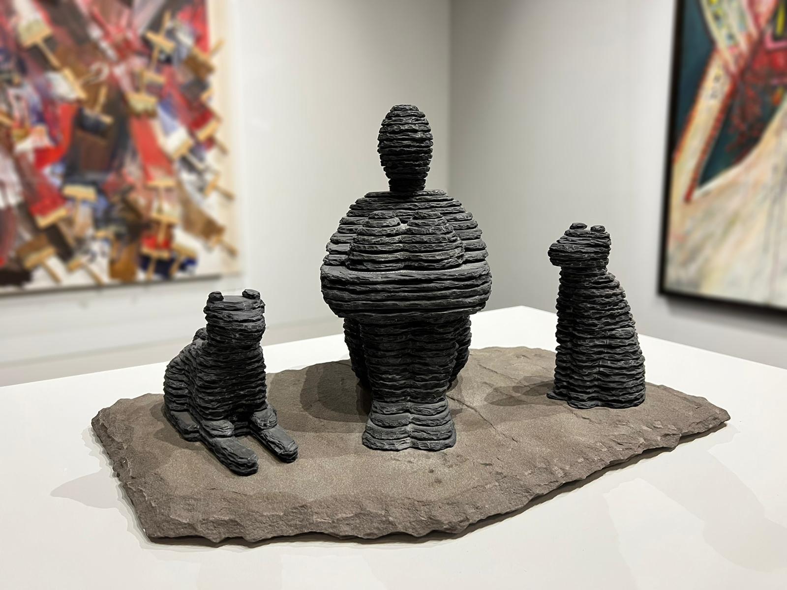 Boaz Vaadia Figurative Sculpture - Gad with dogs