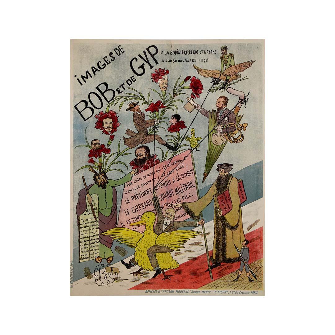 1898 lithographic poster  - Satirical exhibition Images de Bob et de Gyp For Sale 1