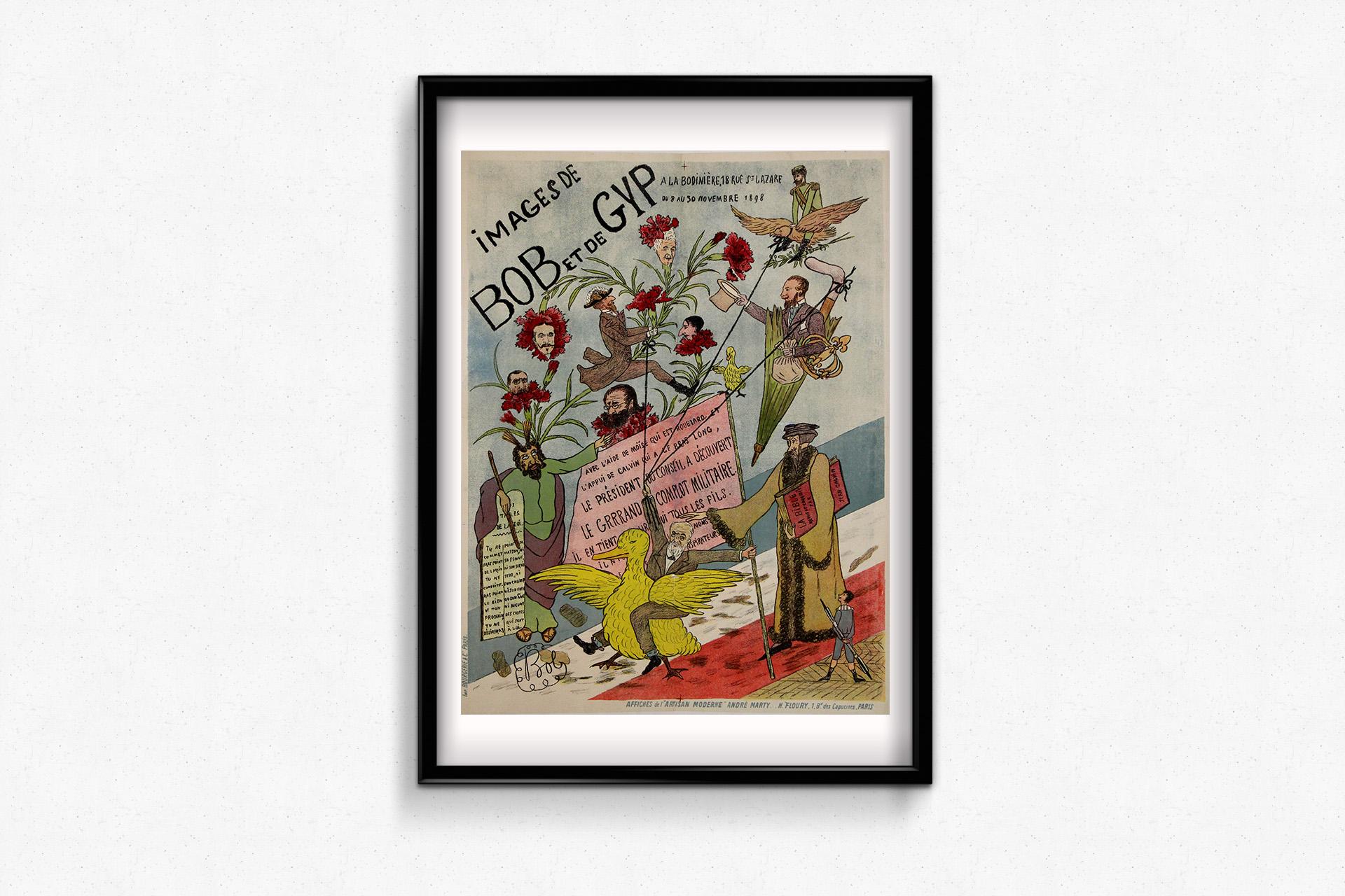 1898 lithographic poster  - Satirical exhibition Images de Bob et de Gyp For Sale 3