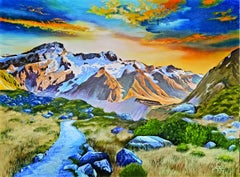 South Island Range, New Zealand, Painting, Oil on Canvas