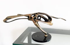 Robert Bennett, "Cheetah", bronze sculpture on black marble base