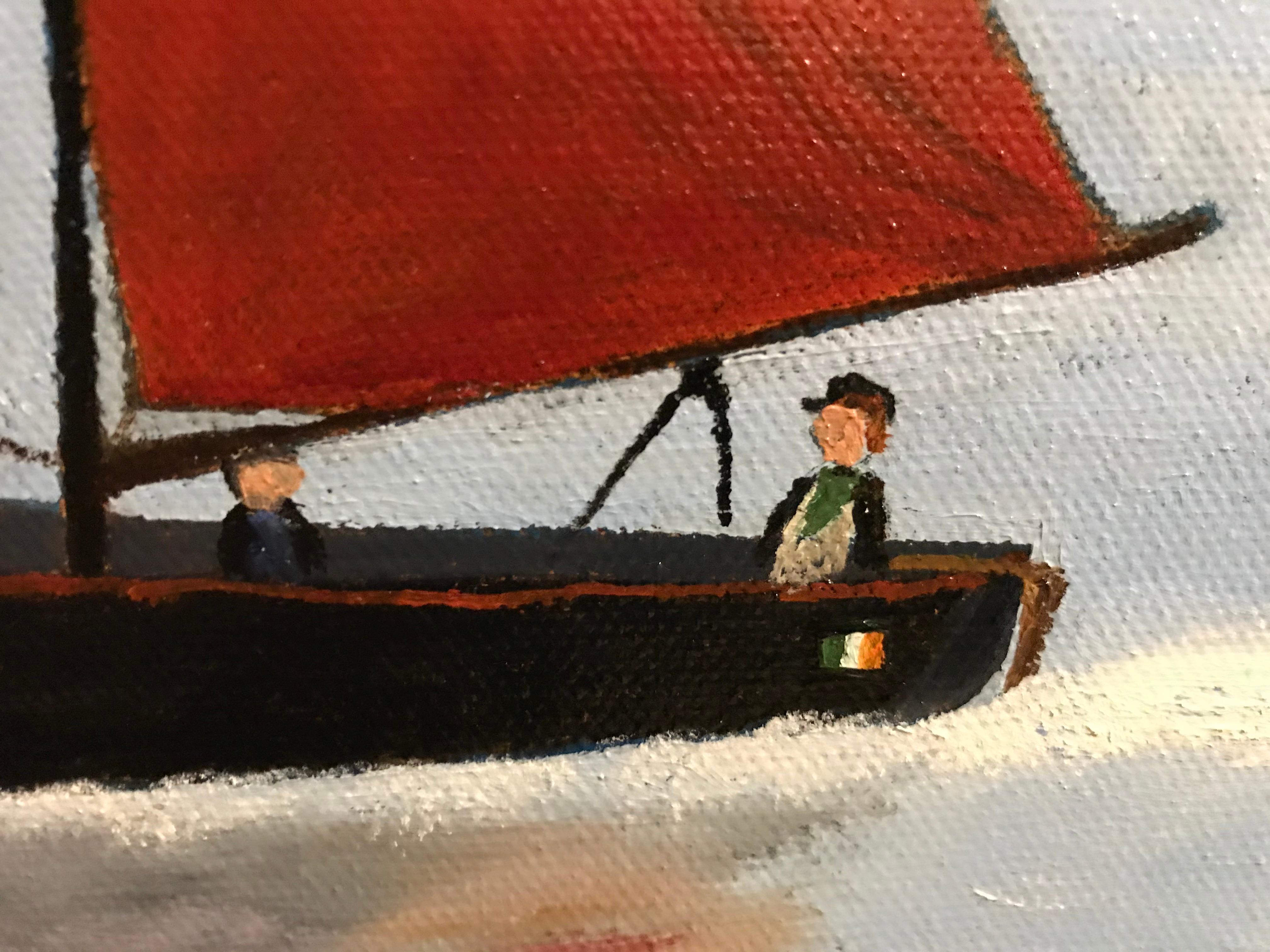 Huile sur toile - Galway Hooker and the Connemara en vente 2