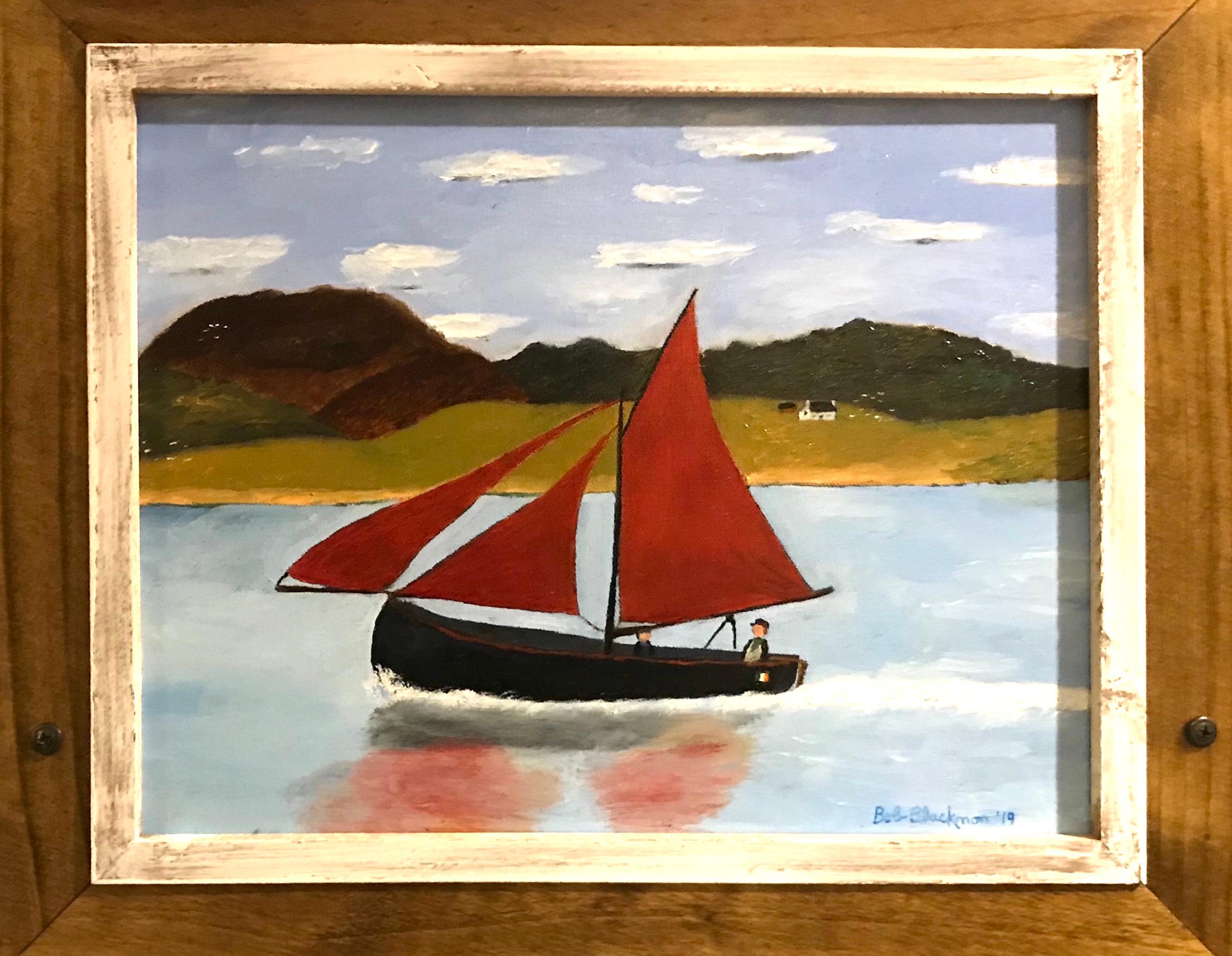 Huile sur toile - Galway Hooker and the Connemara - Art de Bob Blackmon