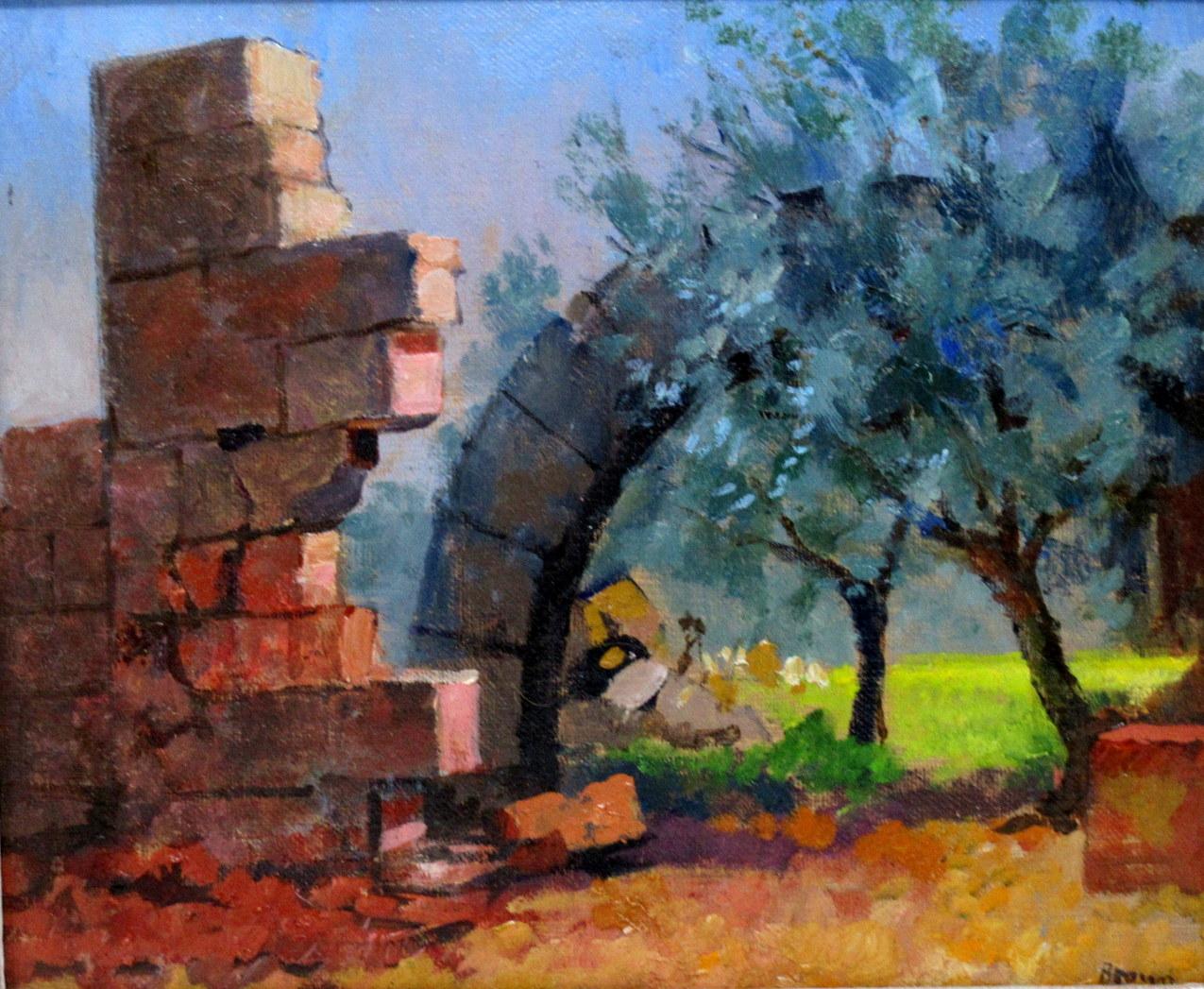 Charming oil on canvas by English Postwar and contemporary painter Bob Brown N.E.A.C. who was born in 1964, entitled “Ruin Arch” and is one of his works from his travels in Syria.

Member of the New English Arts Club. 

This vintage view depicts