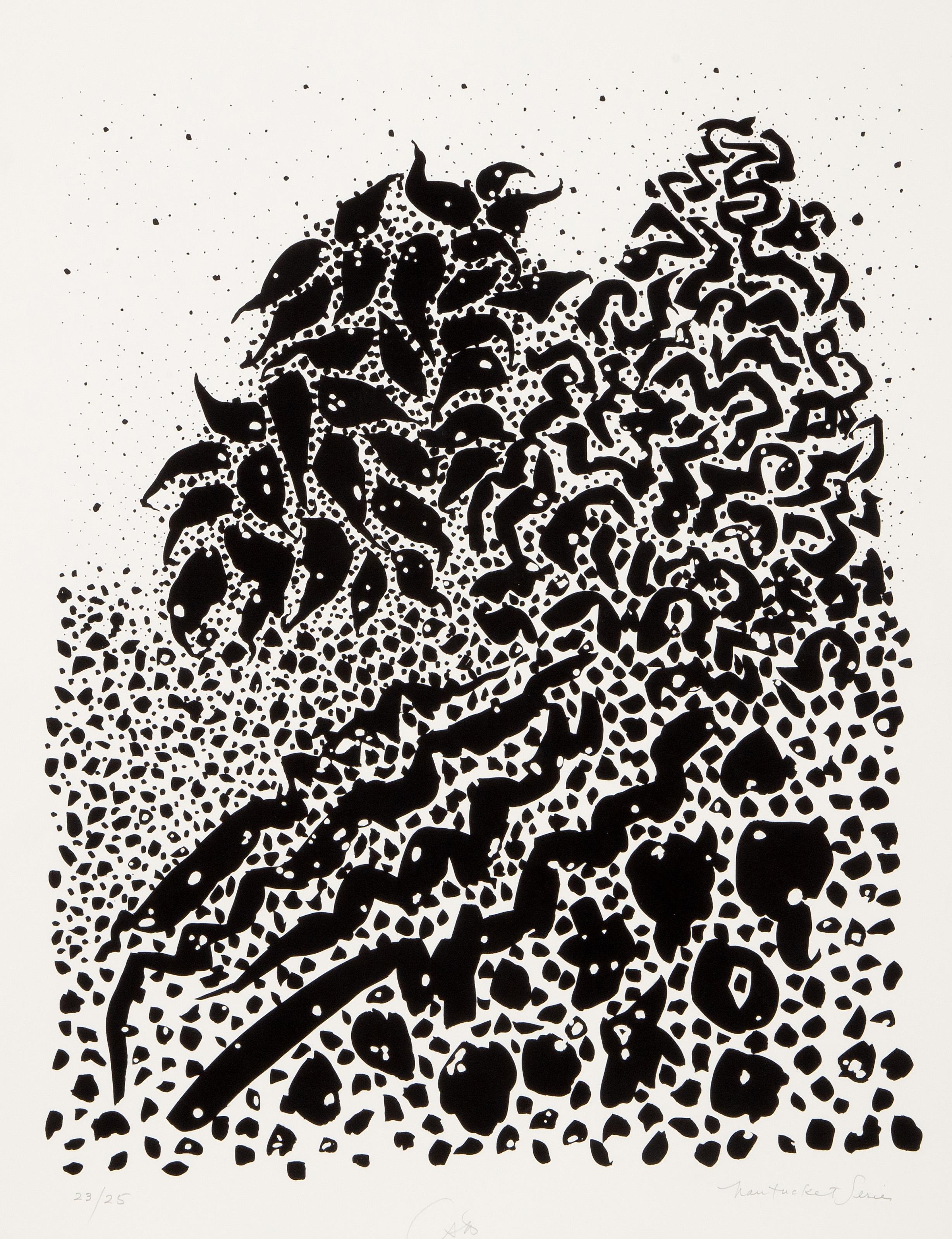 Pez blanco de la serie Nantucket, serigrafía minimalista de Bob Cato