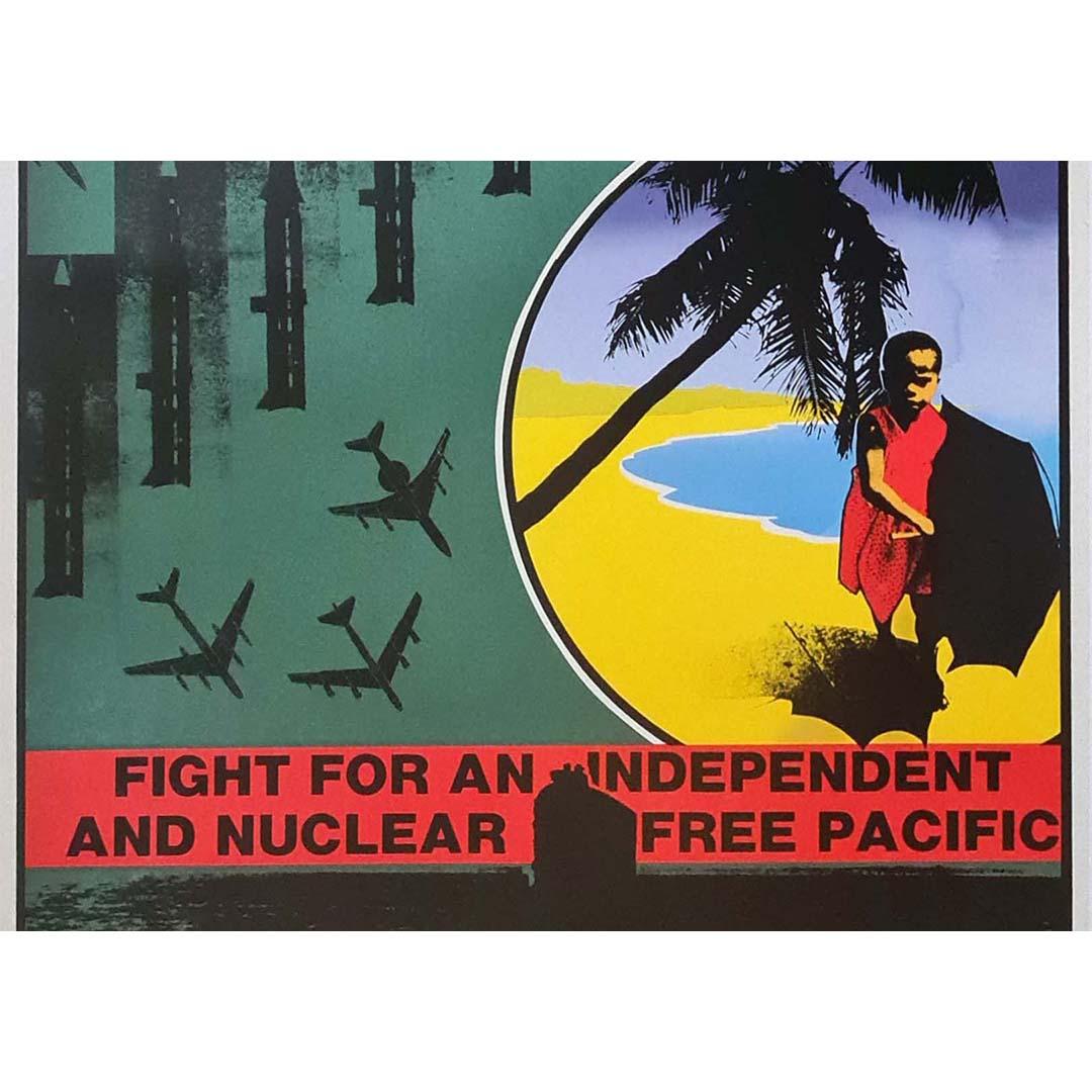 Affiche originale de Clutterbuck Fight for an Independent and Nuclear-Free Pacific en vente 1