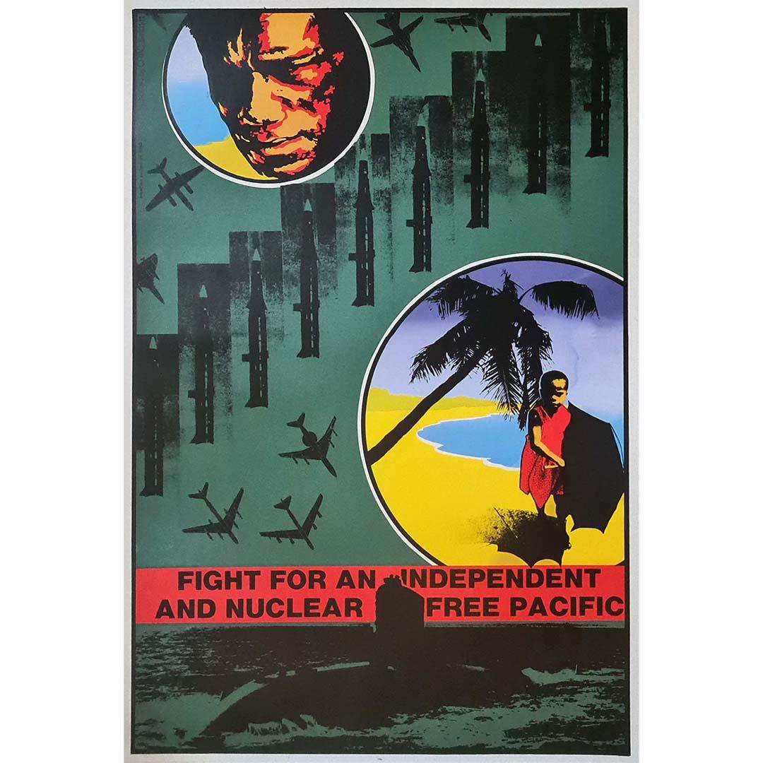 Clutterbuck's original poster Fight for an Independent and Nuclear-Free Pacific - Print by Bob Clutterbuck