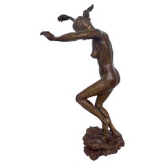 Sculpture en bronze d'un nu sauteur