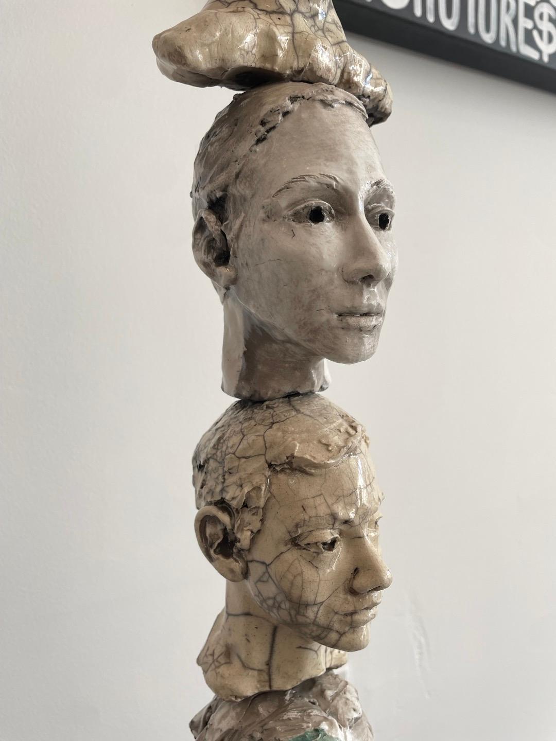 Six Headed Stack - Black Figurative Sculpture by Bob Clyatt