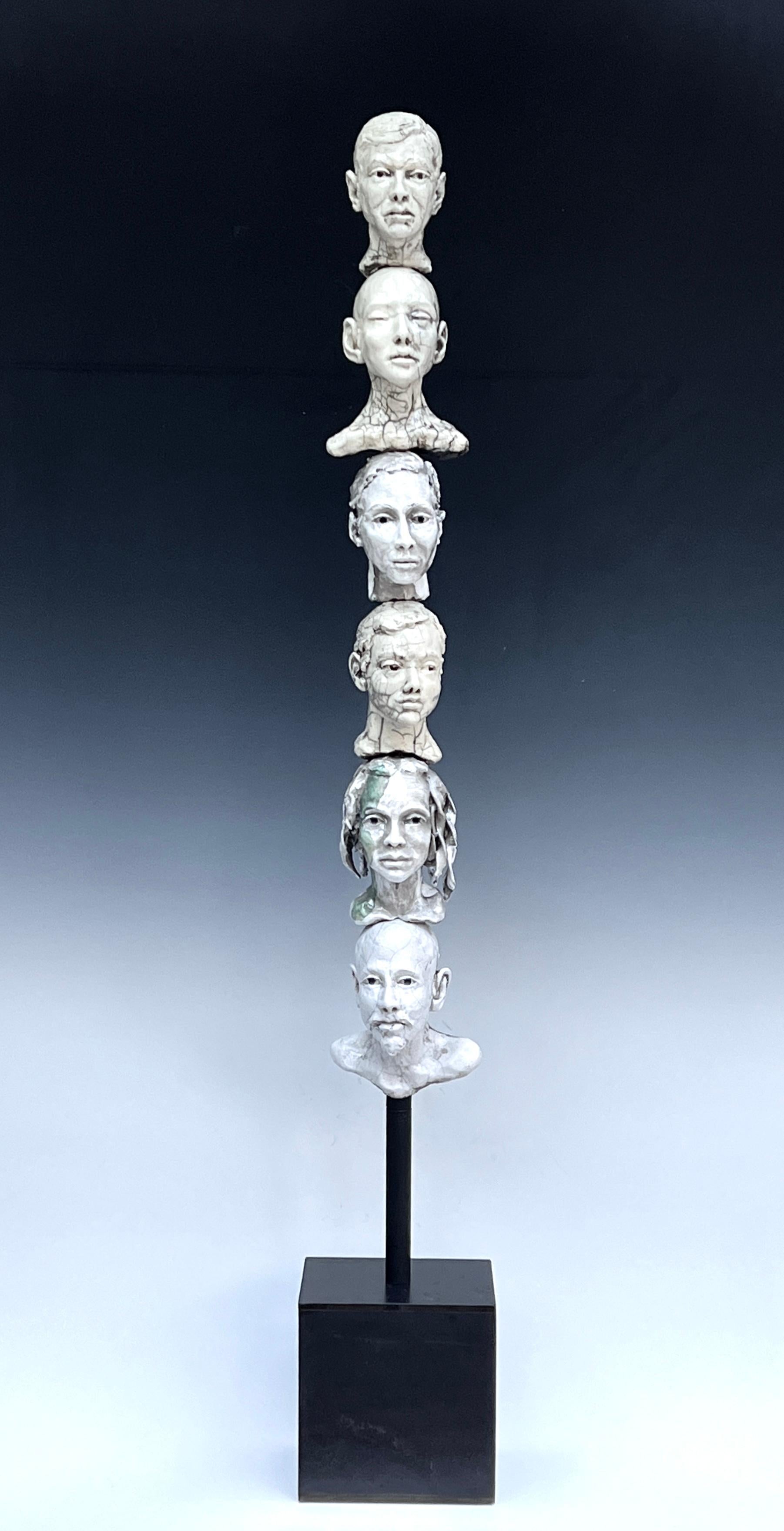 Bob Clyatt Figurative Sculpture - Six Headed Stack
