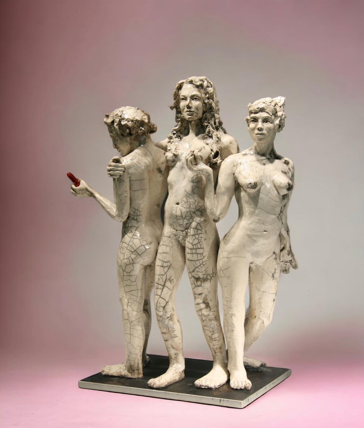 Three Graces with Smartphone - Sculpture by Bob Clyatt