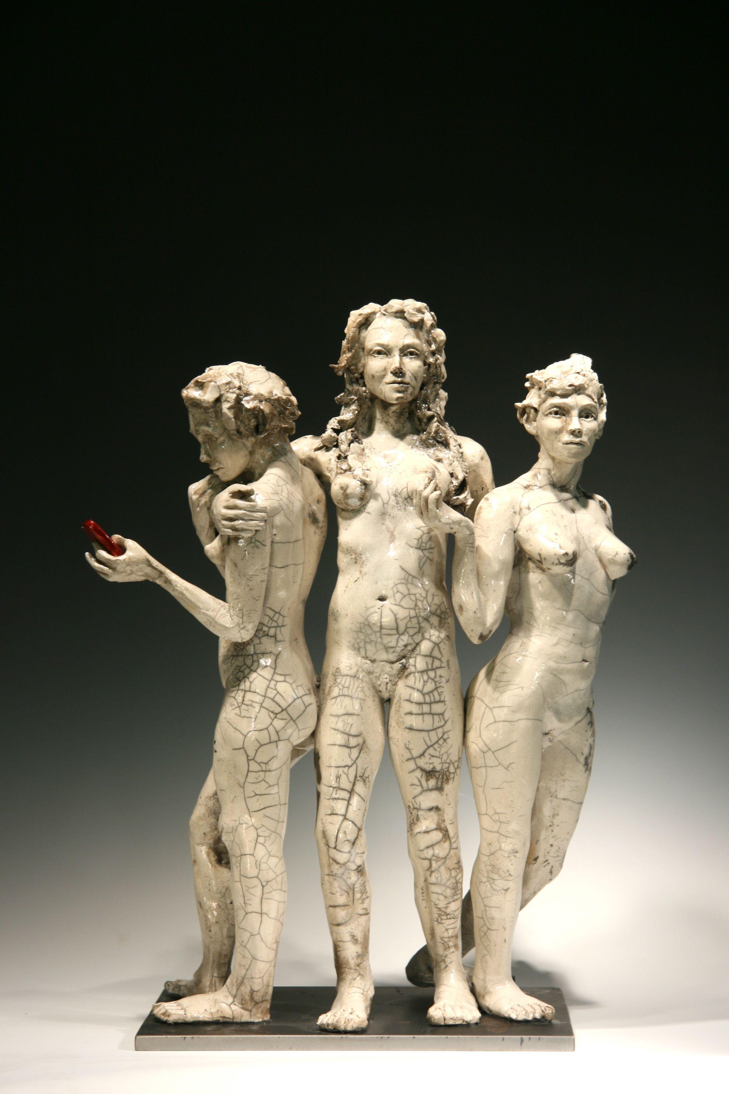 Three Graces with Smartphone - Contemporary Sculpture by Bob Clyatt
