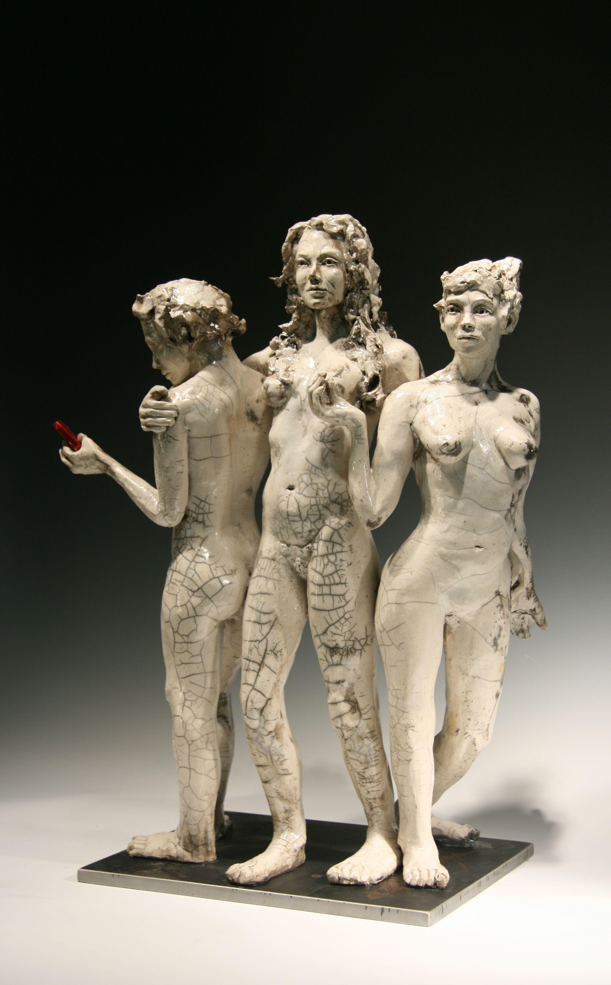 Bob Clyatt Figurative Sculpture - Three Graces with Smartphone