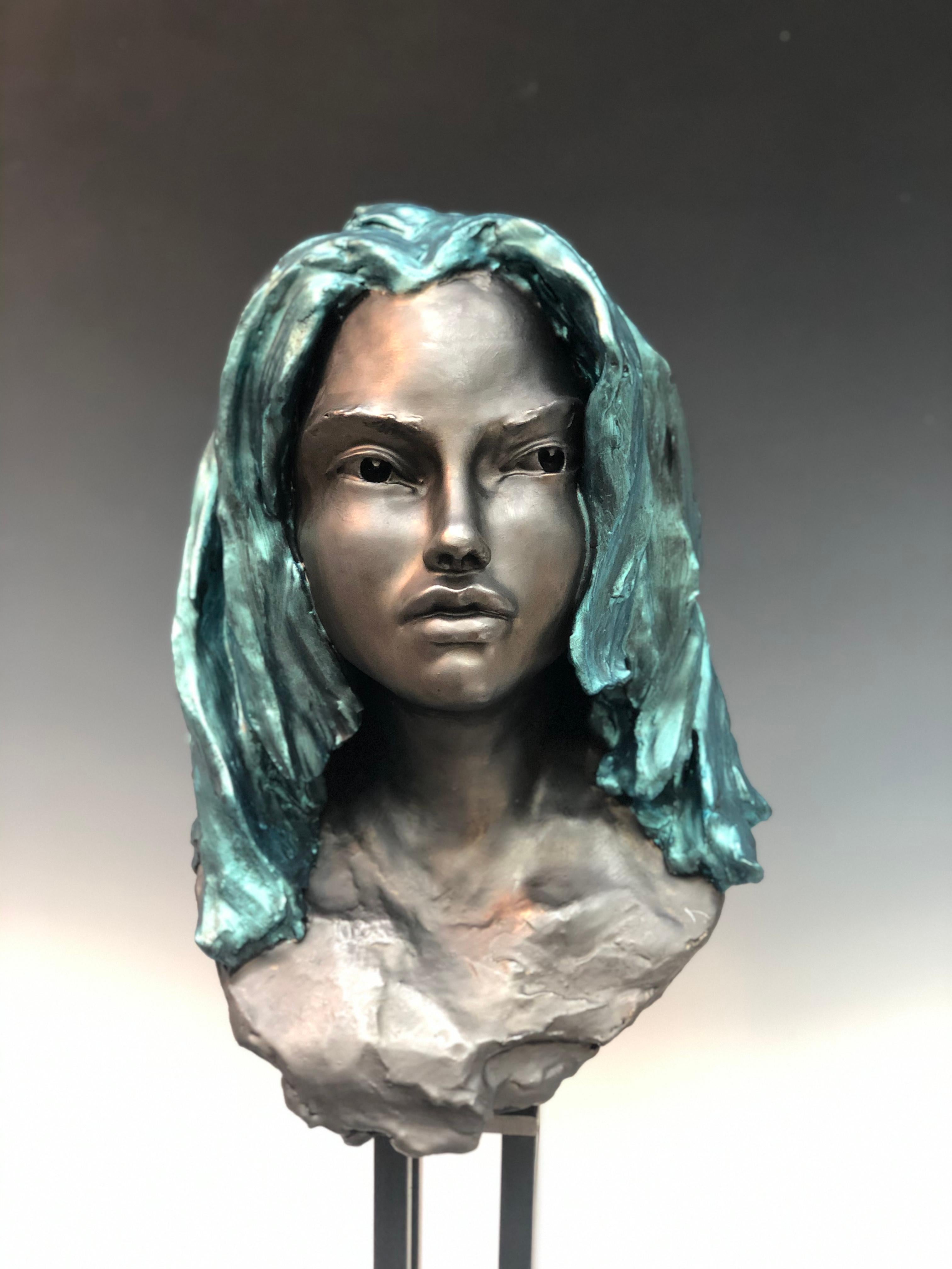 Bob Clyatt Figurative Sculpture - Woman's Head, Tom Tom Club