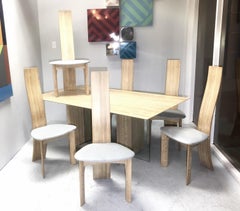 Bob & Dries Van Den Bergh Bleached Cerrused Oak Dining Set, Table and 6 Chairs