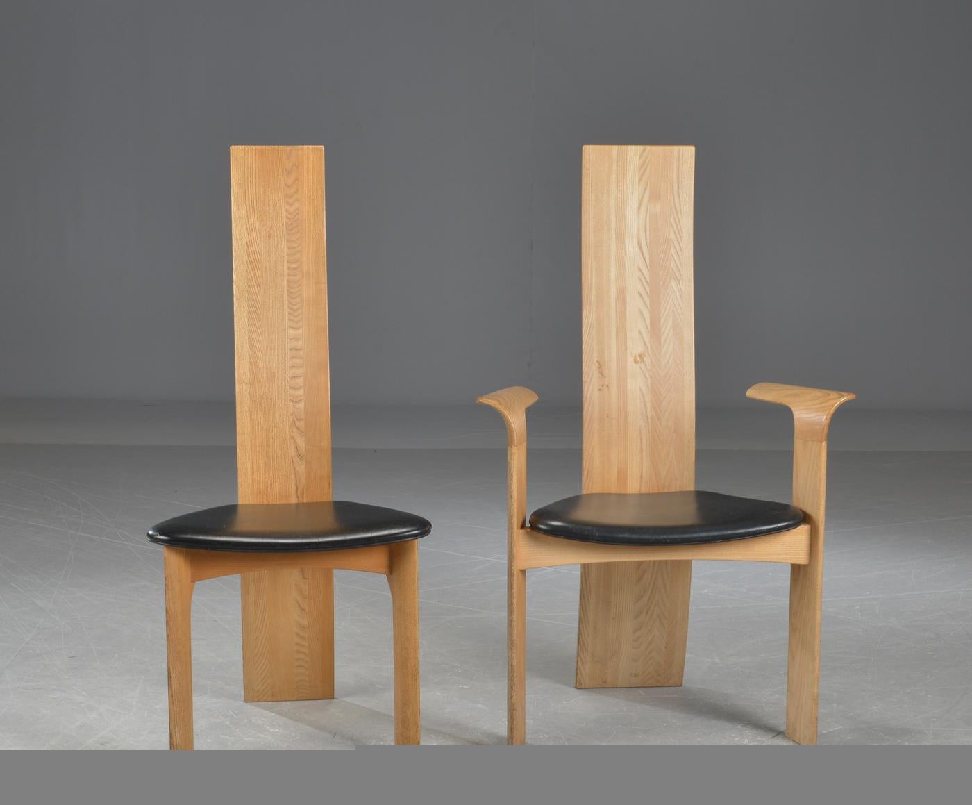Bob & Dries Van Den Berghe ensemble de quatre chaises de salle à mangerris à haut dossier en vente 1