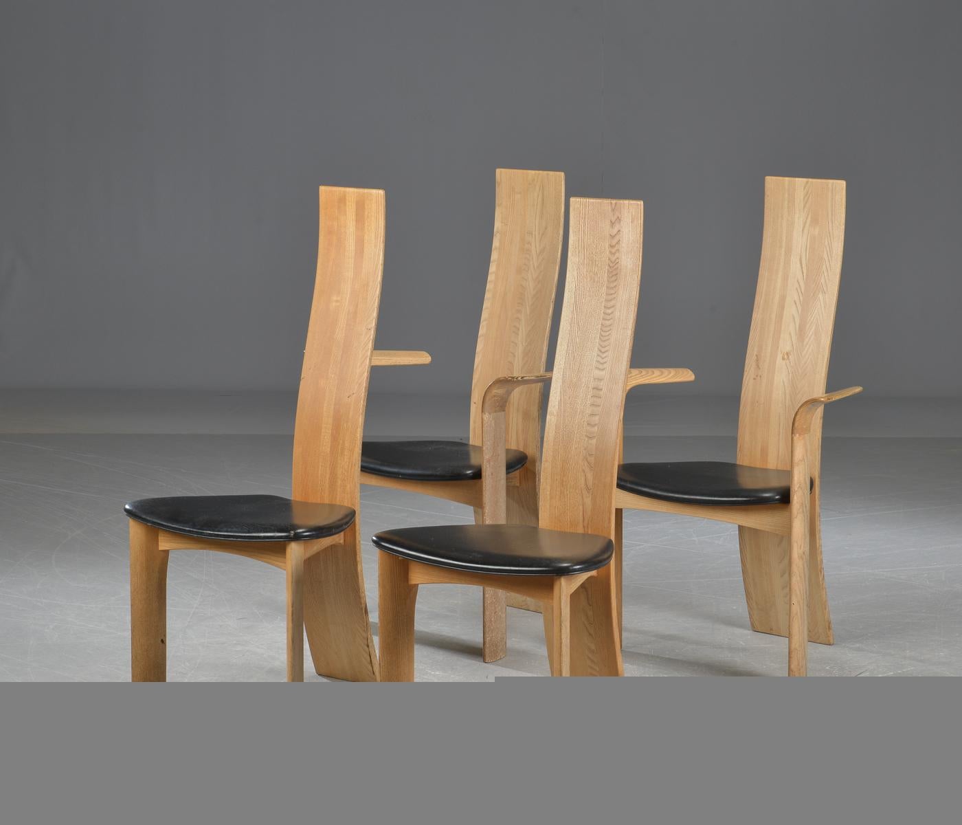 Bob & Dries Van Den Berghe 'Iris' High Back Dining Chairs, Set of Four For Sale 2