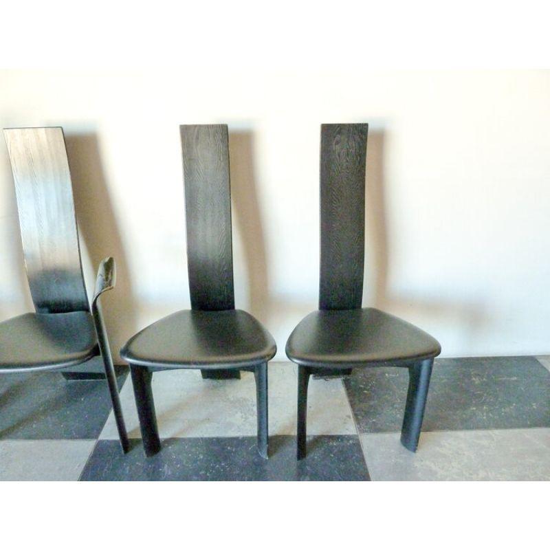 Stained Bob & Dries Van Den Berghe 'Iris' High Back Dining Chairs, Set of Six For Sale