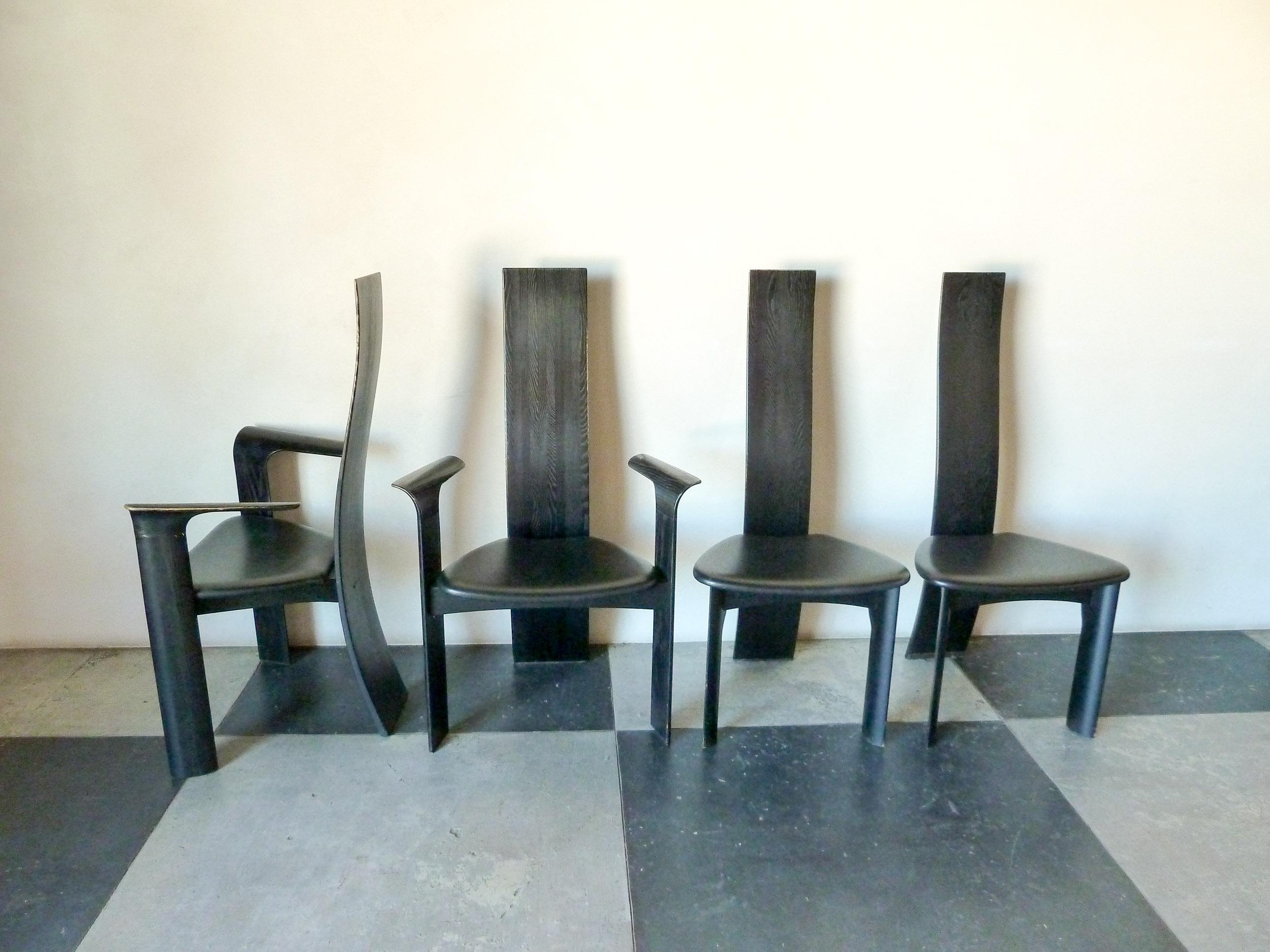 Bob & Dries Van Den Berghe ensemble de six chaises de salle à mangerris à haut dossier en vente 1