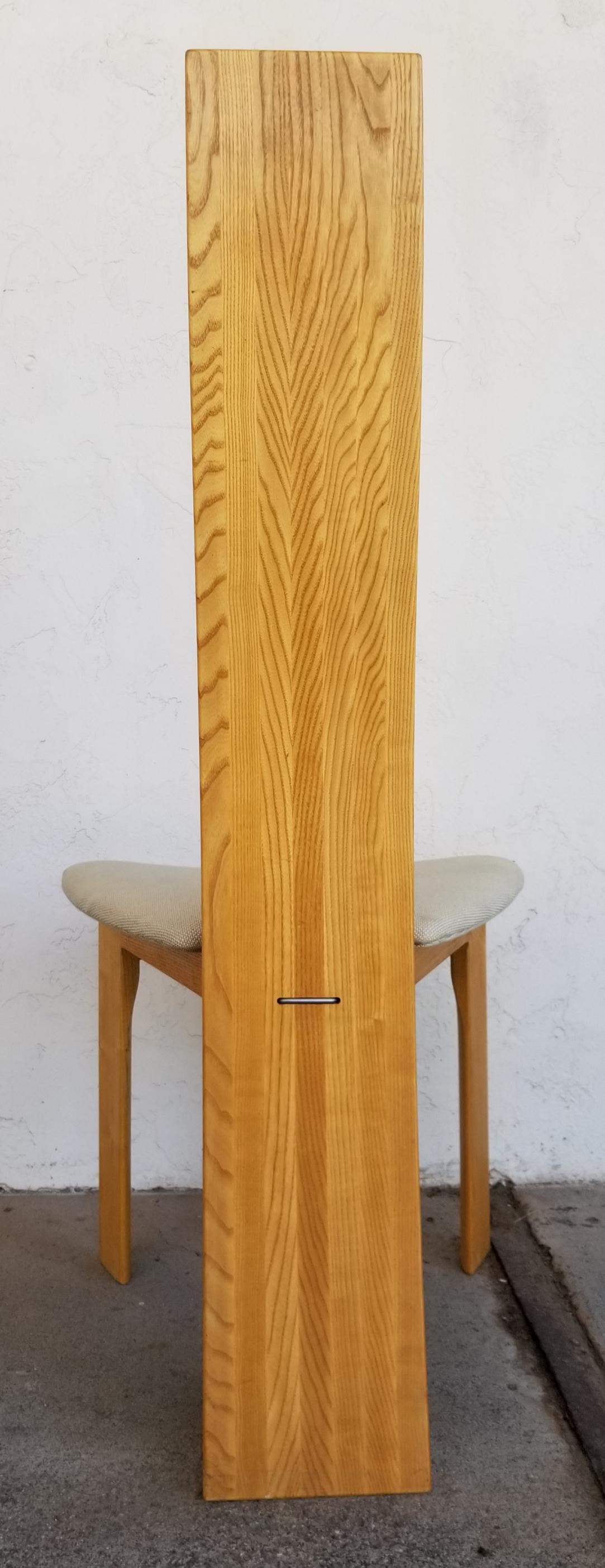 Beautifully sculptured Danish modern high-back dining chairs by Bob & Dries Van Der Berghe. Made in Denmark, 1970's. Retain Danish control label on each chair. Amazingly comfortable. Very sturdy. Set of 4.