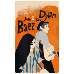 Bob Dylan & Joan Baez Original Vintage US-Turnplakat von Eric Von Schmidt, 1965