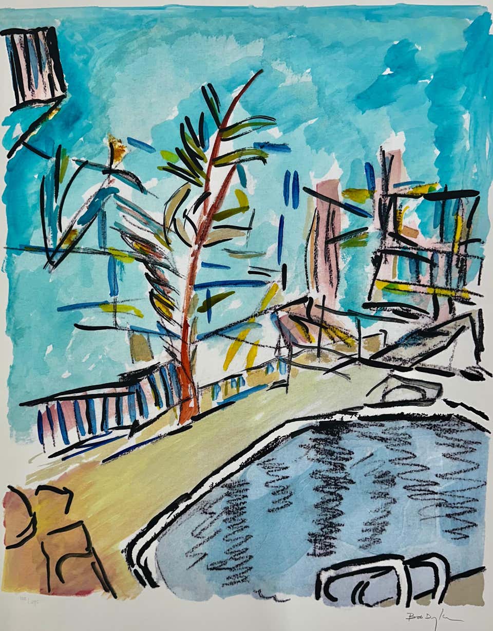 Bob Dylan, "Motel Pool, " hand signed