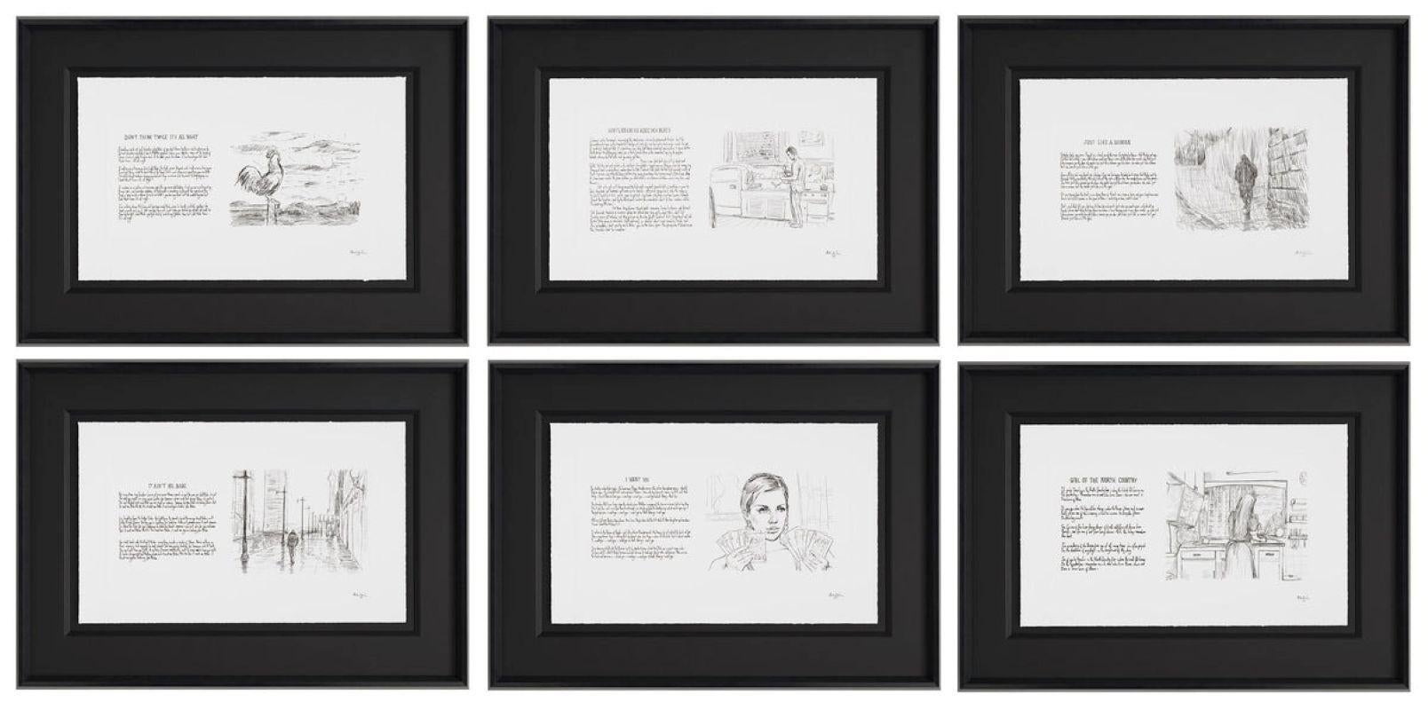 Mondo Scripto - Set of 6 Framed Artworks-Original Bob Dylan Lyrics and Fine Art