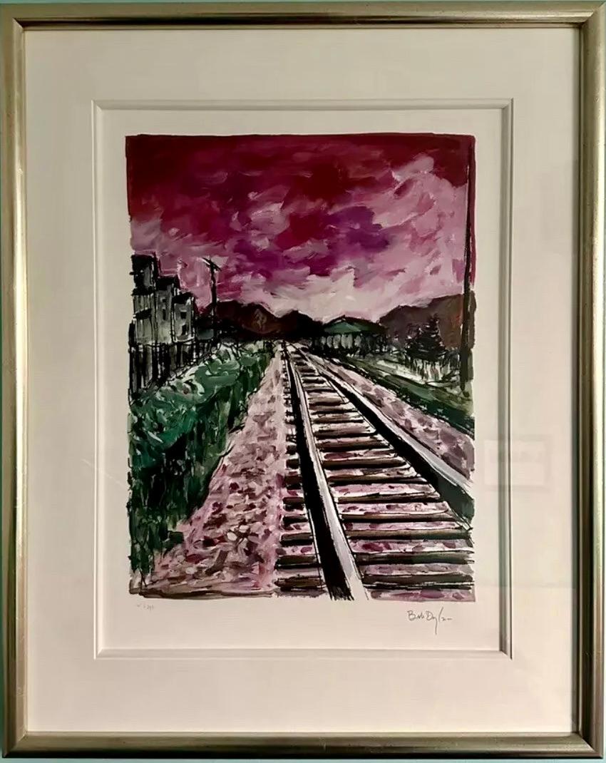 Train Tracks (pink) - Print by Bob Dylan
