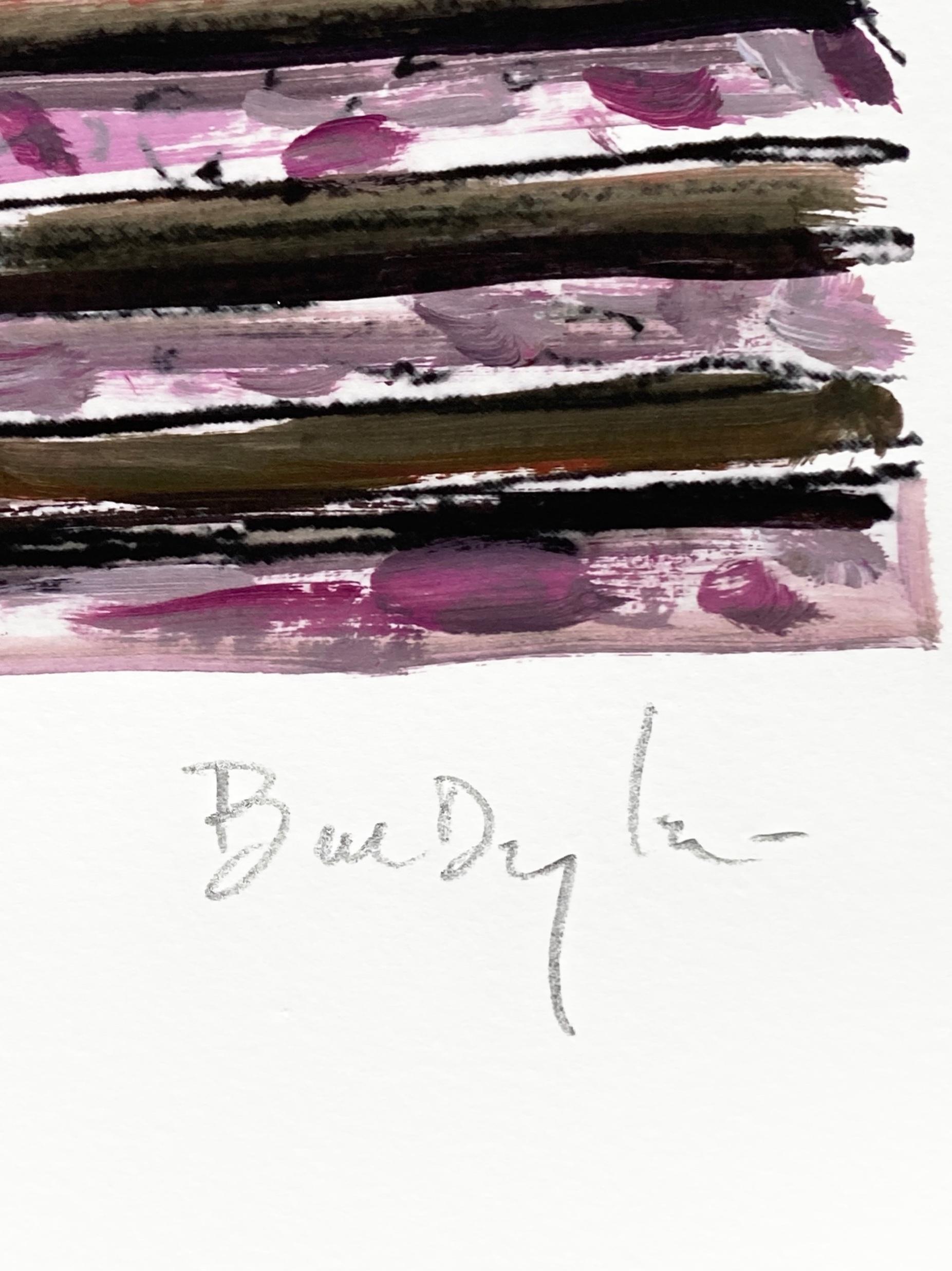 Train Tracks (pink) - Gray Landscape Print by Bob Dylan