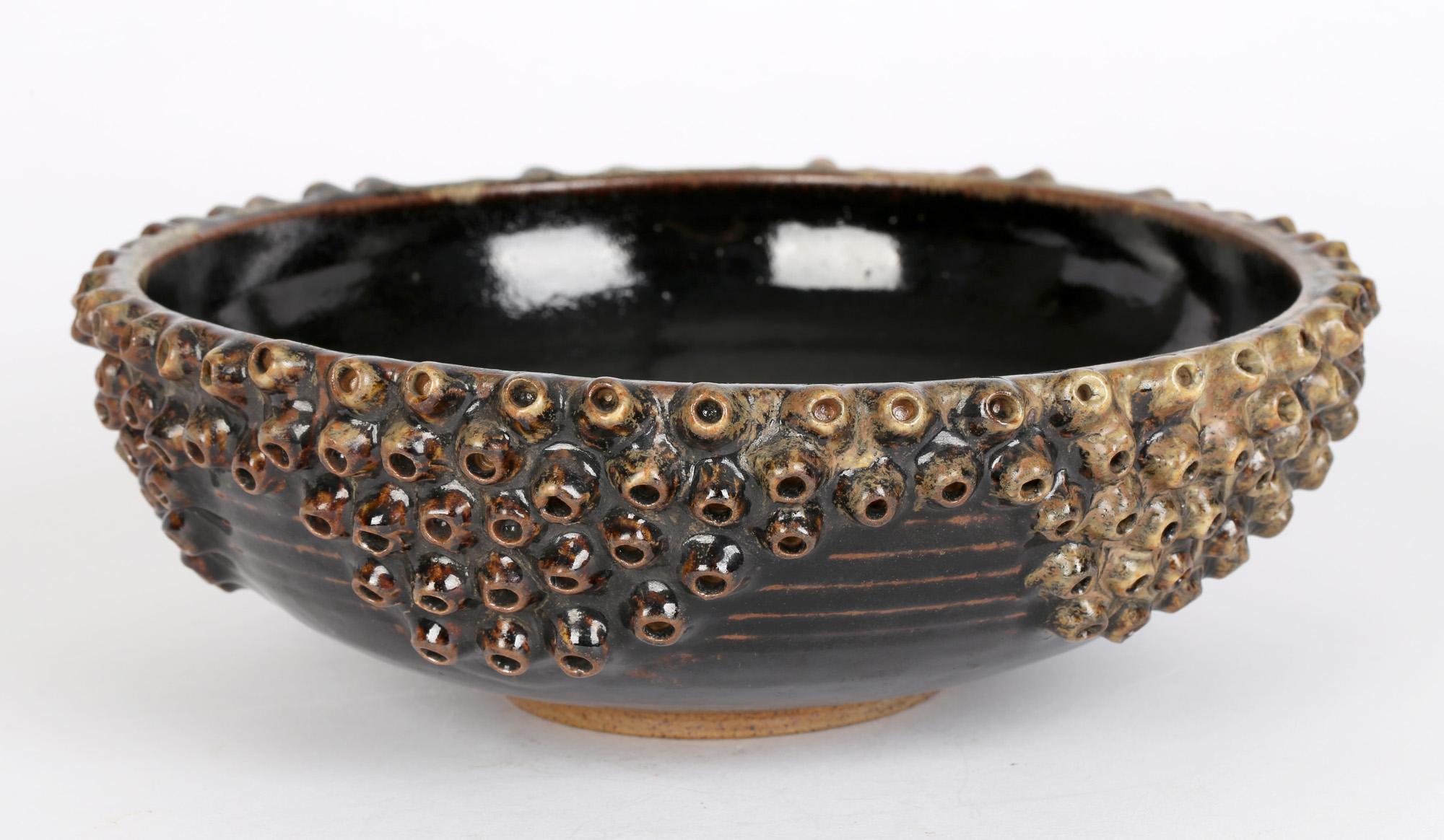 20th Century Bob Fierek Cornish Studio Pottery Bowl with Barnacles For Sale