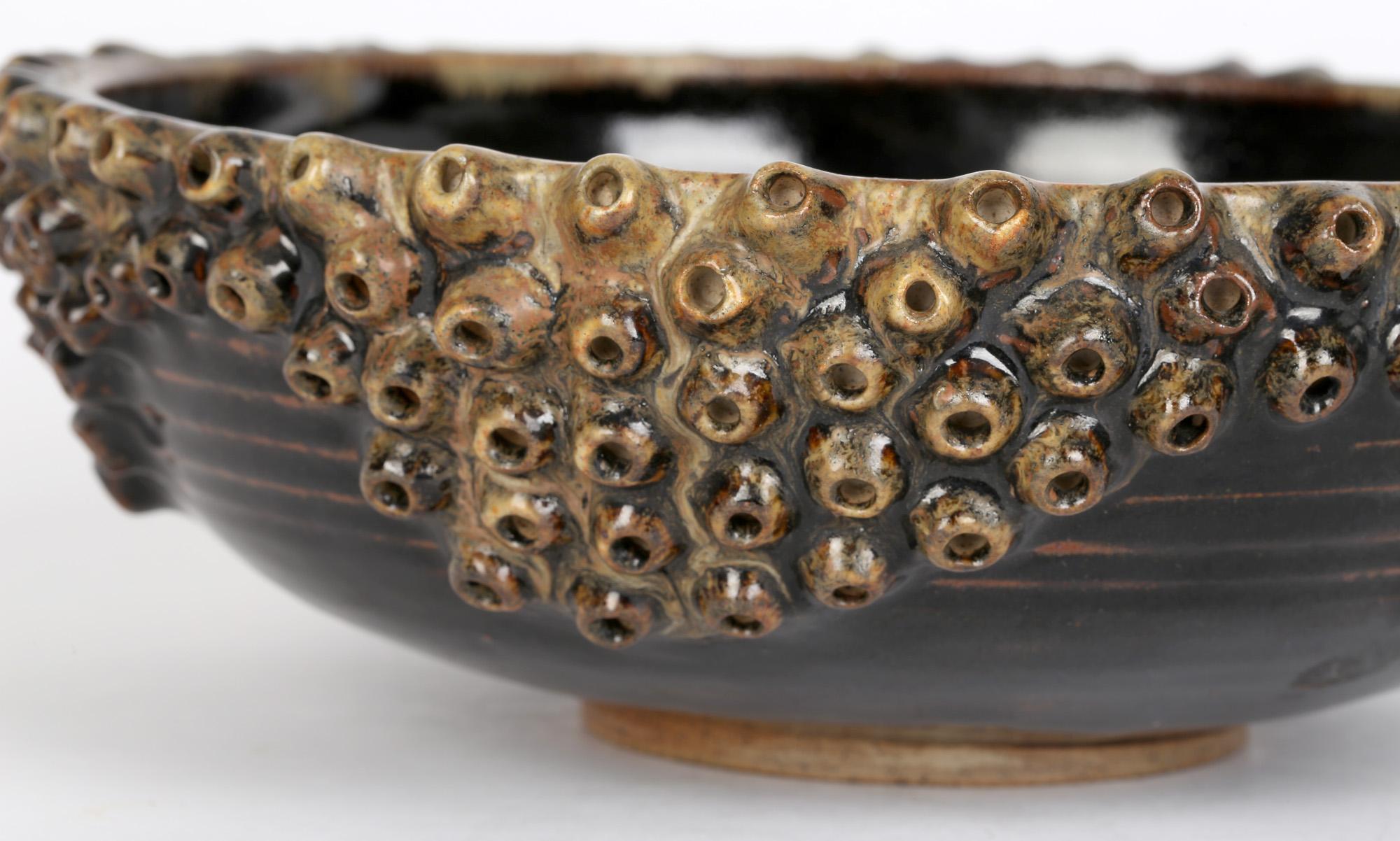 Hand-Crafted Bob Fierek Cornish Studio Pottery Bowl with Barnacles For Sale