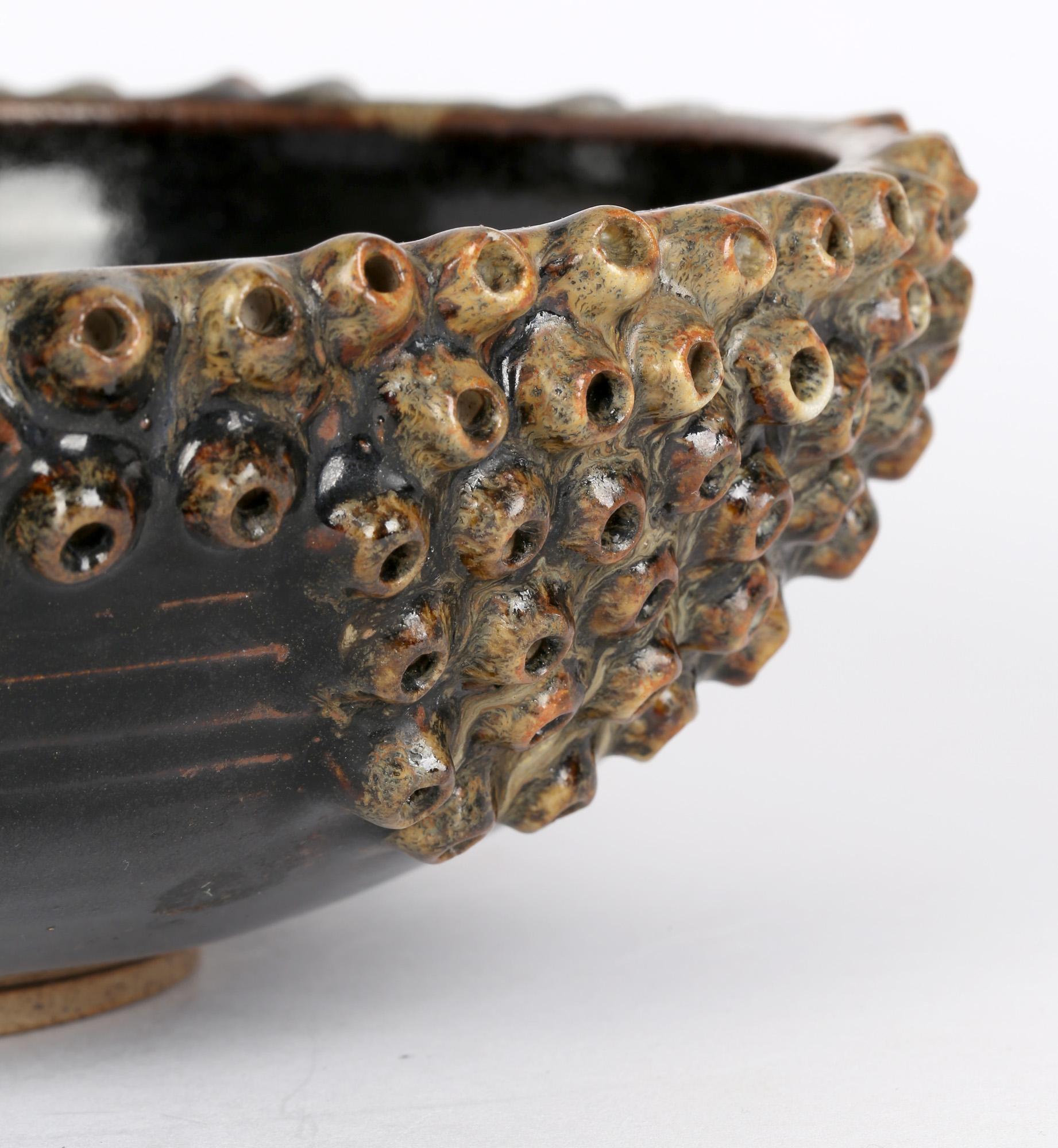 Bob Fierek Cornish Studio Pottery Bowl with Barnacles In Good Condition For Sale In Bishop's Stortford, Hertfordshire