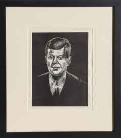 Ritratto di JFK, stampa xilografica di Bob Forman
