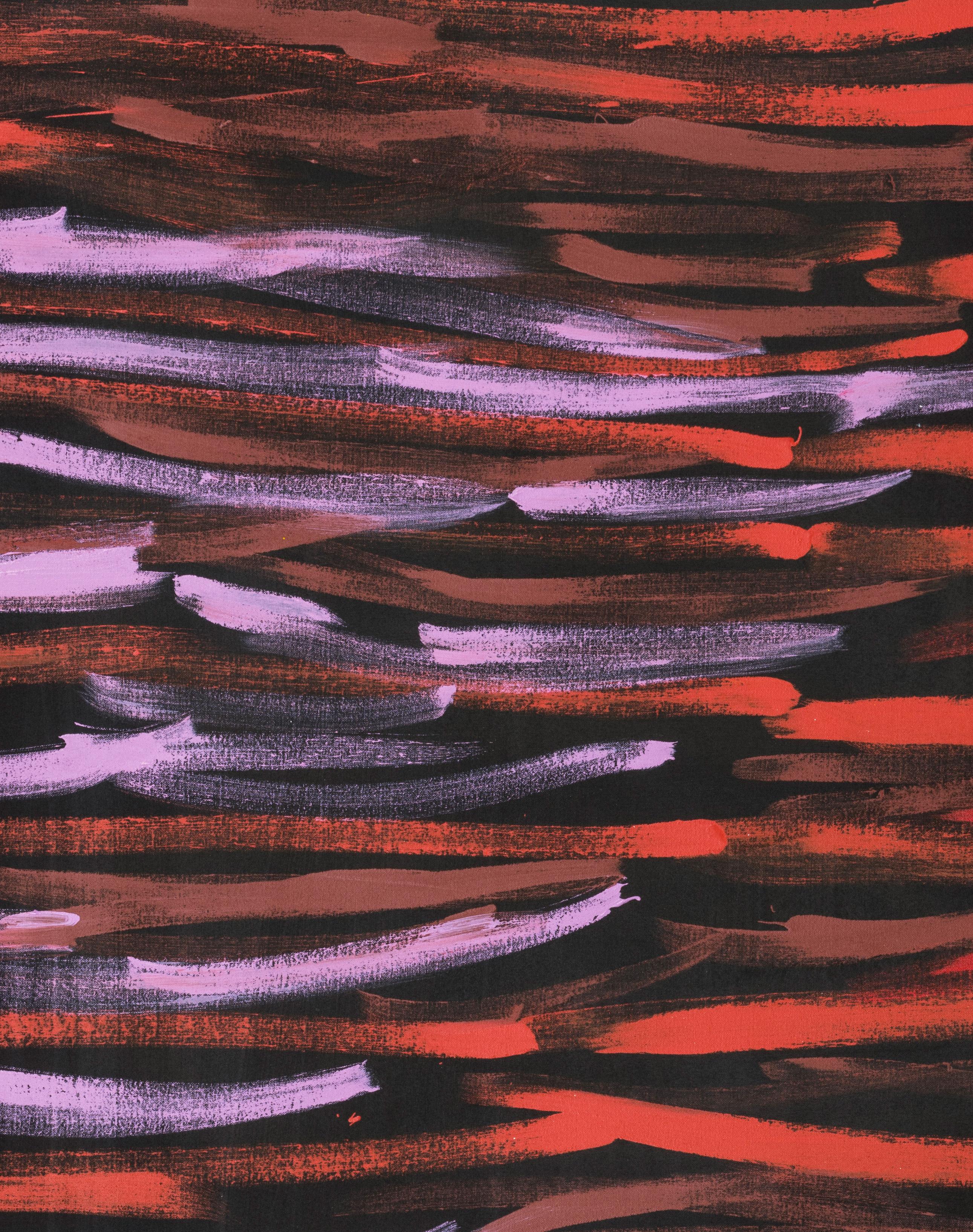 Patjanta - Marron Abstract Painting par Bob Gibson Tjungarrayi