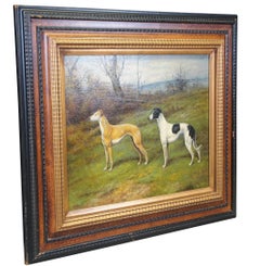 Bob Greyhound Whippet Dog Landscape Portrait Oil Painting on Canvas 36"