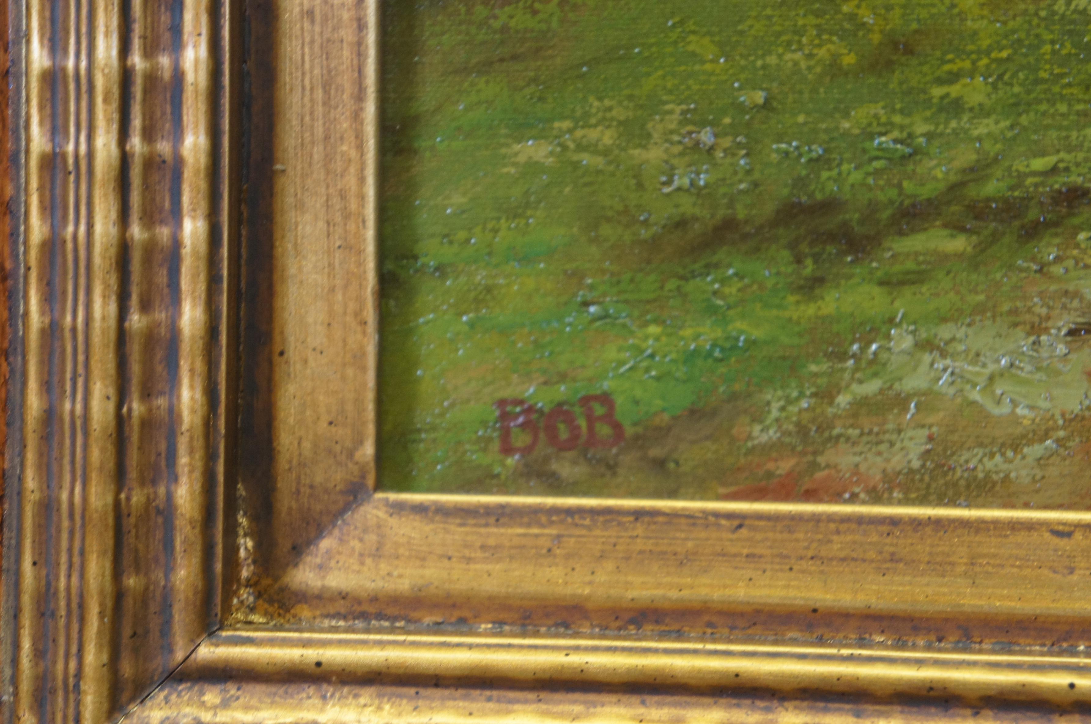 Bob Greyhound Whippet Dog Landscape Portrait Oil Painting on Canvas 36