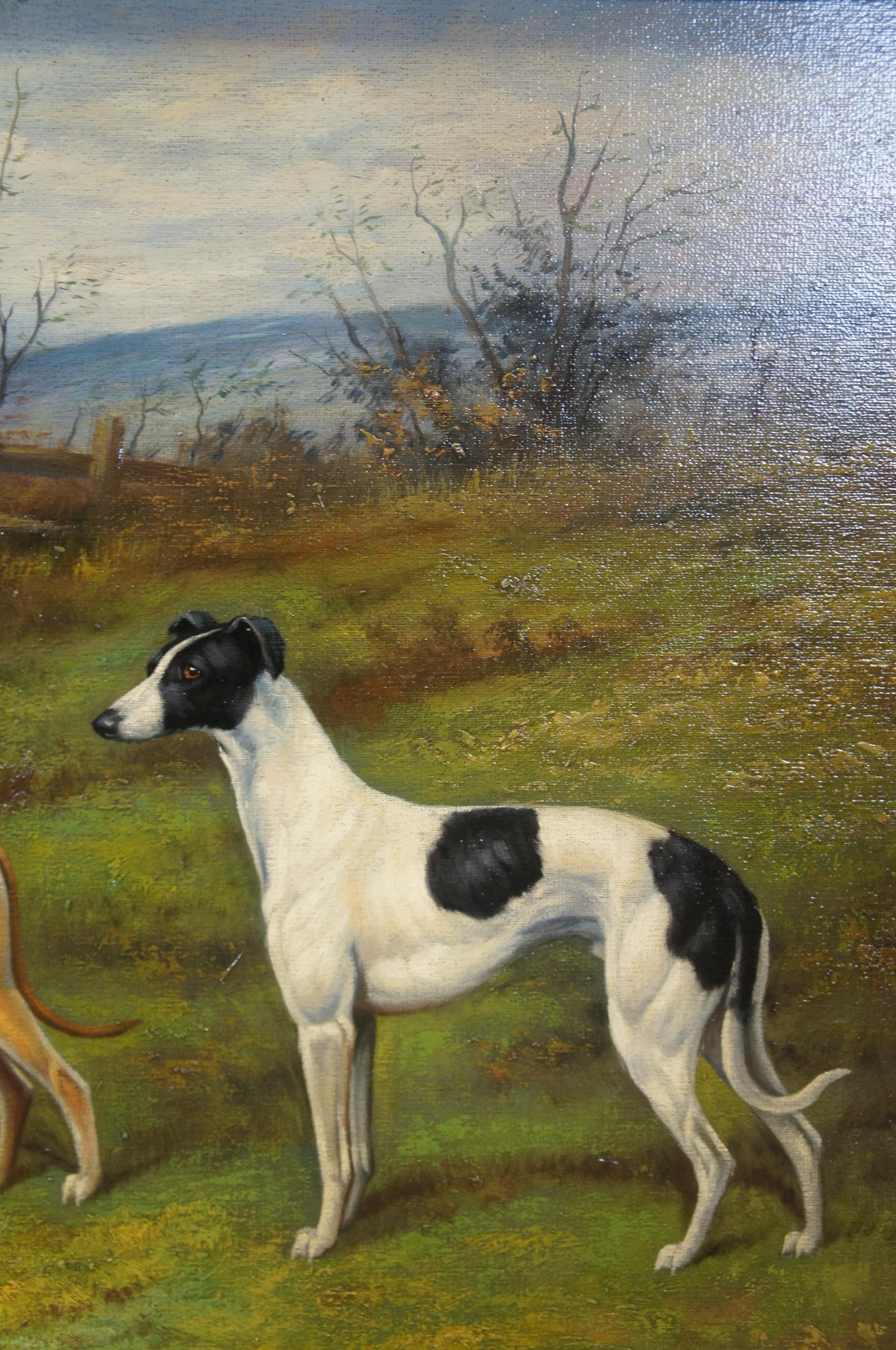 Bob Greyhound Whippet Dog Landscape Portrait Oil Painting on Canvas 36
