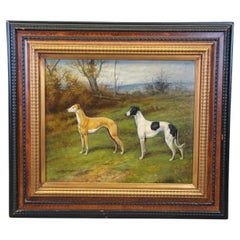 Bob Greyhound Whippet Dog Landscape Portrait Oil Painting on Canvas 36"