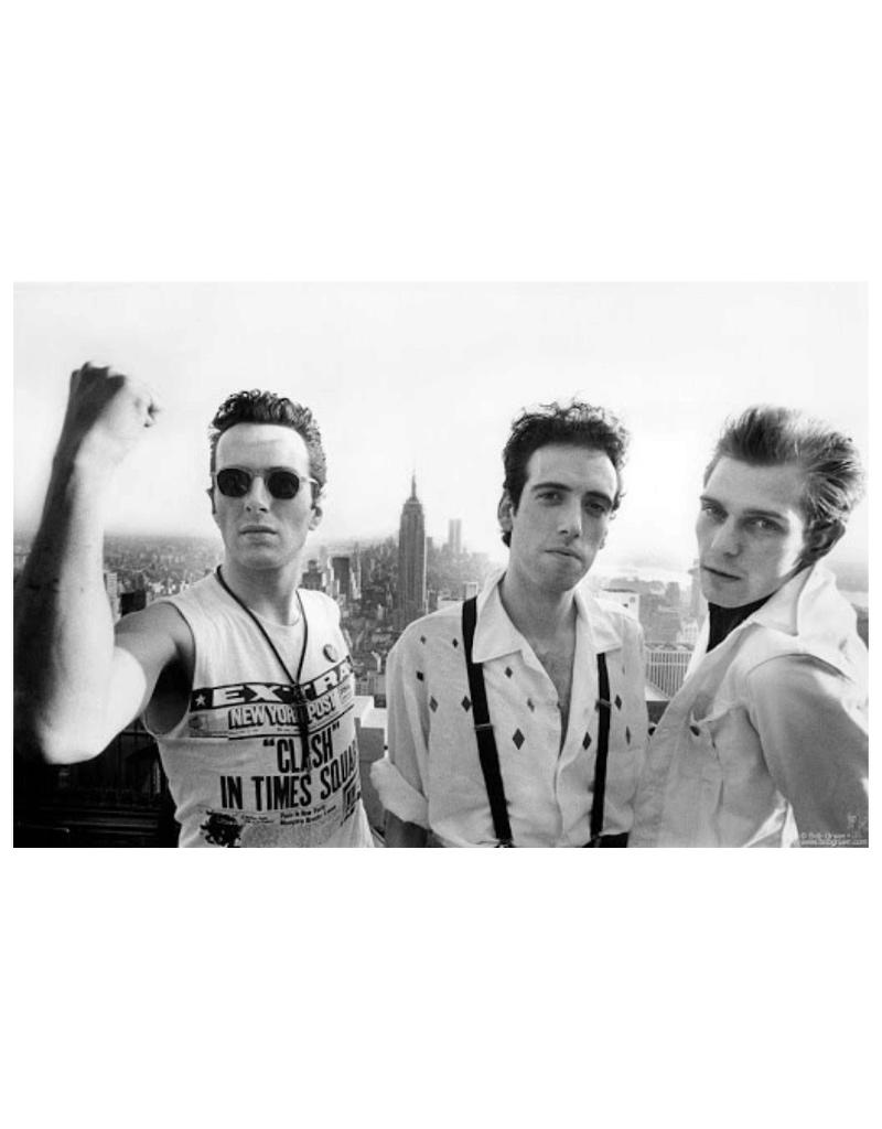Bob Gruen Black and White Photograph – The Clash, Top of the Rock, NYC 1981