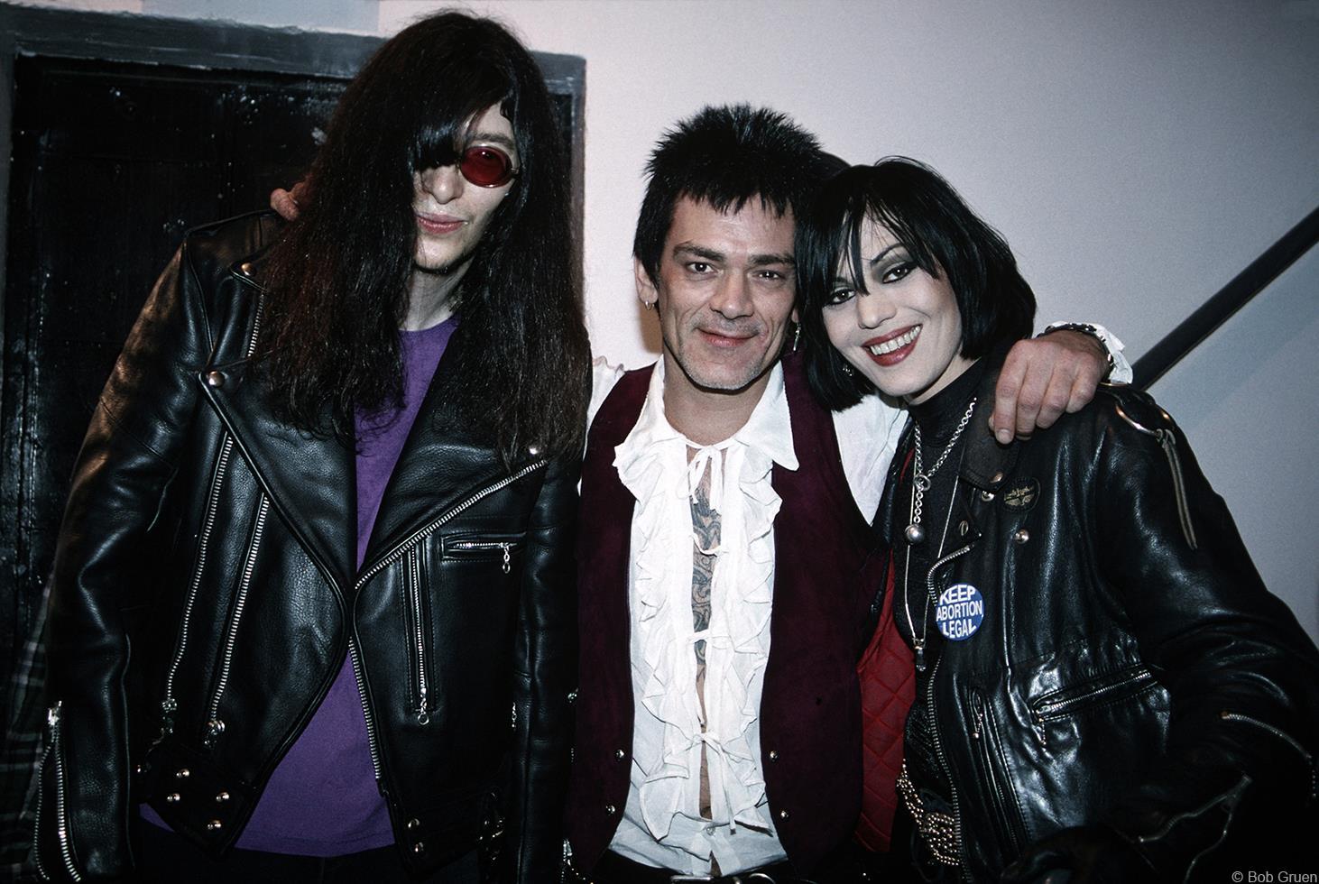 Bob Gruen Portrait Photograph - Joey Ramone, Dee Dee Ramone and Joan Jett, NYC, 1993