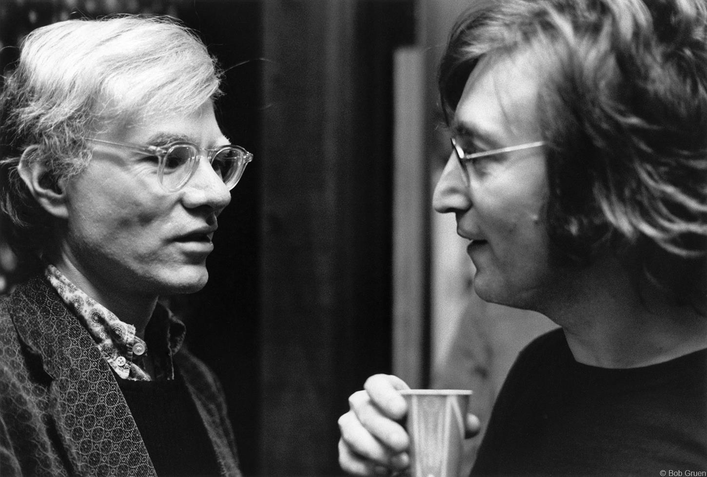Bob Gruen Portrait Photograph - John Lennon & Andy Warhol, NYC, 1972