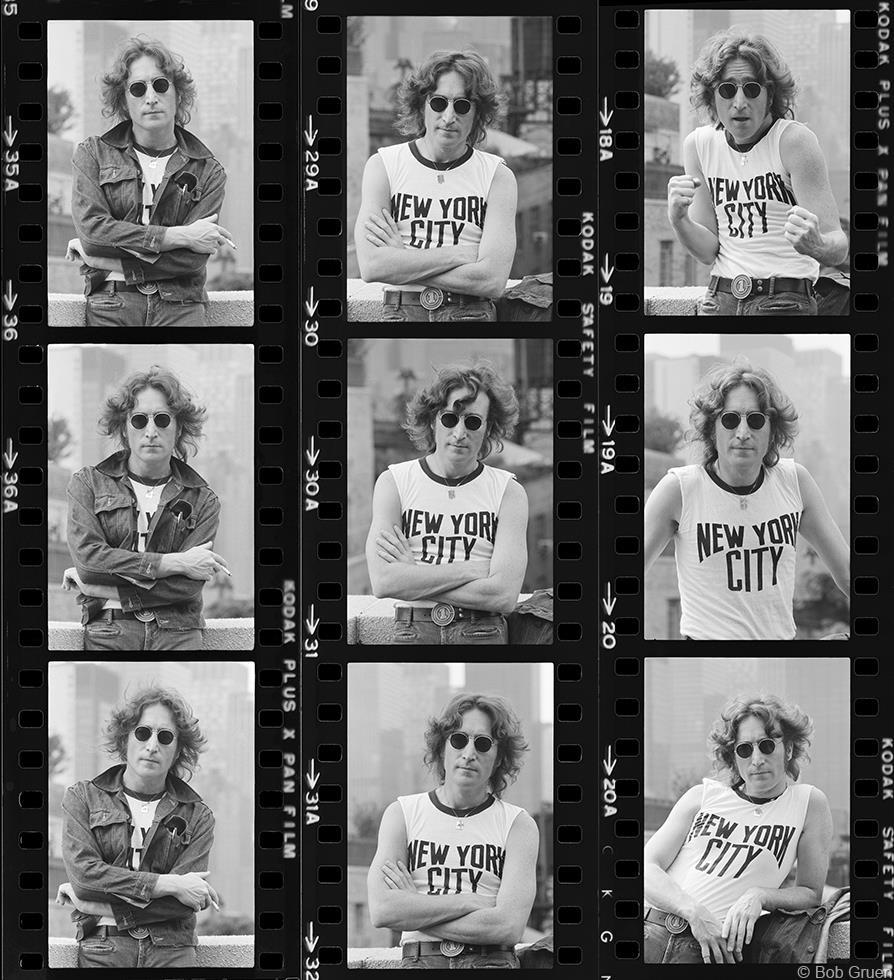 Bob Gruen Portrait Photograph - John Lennon Proof Sheet, New York City 1974