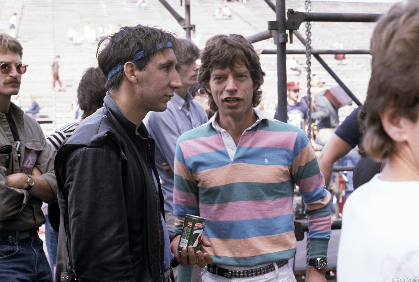 Bob Gruen Portrait Photograph - Pete Townshend and Mick Jagger, Philadelphia, 1982