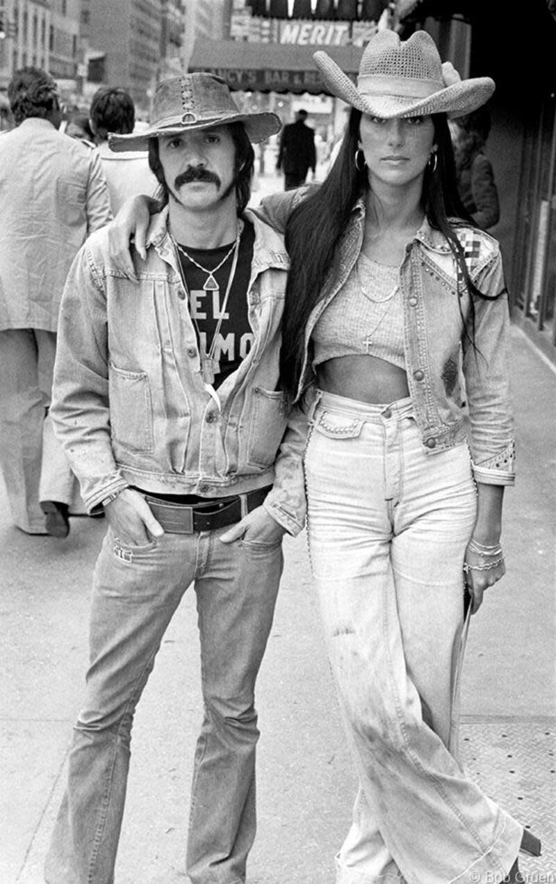 Bob Gruen Black and White Photograph - Sonny & Cher, NYC 1973