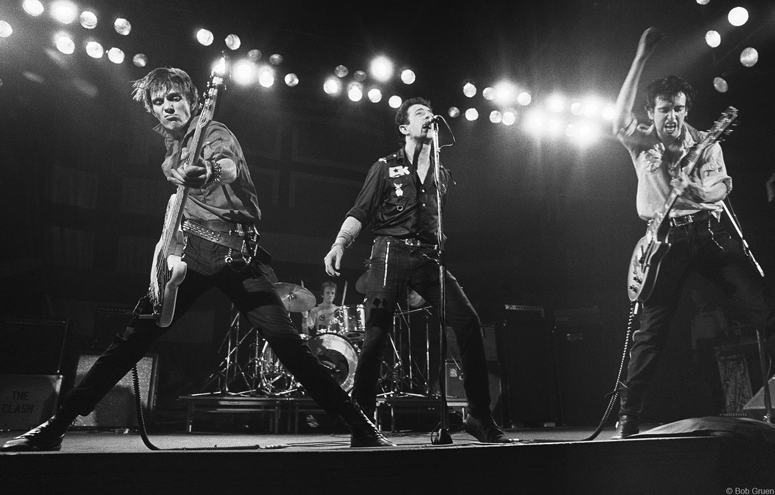 Bob Gruen Black and White Photograph - The Clash, Live in Boston, MA 1979